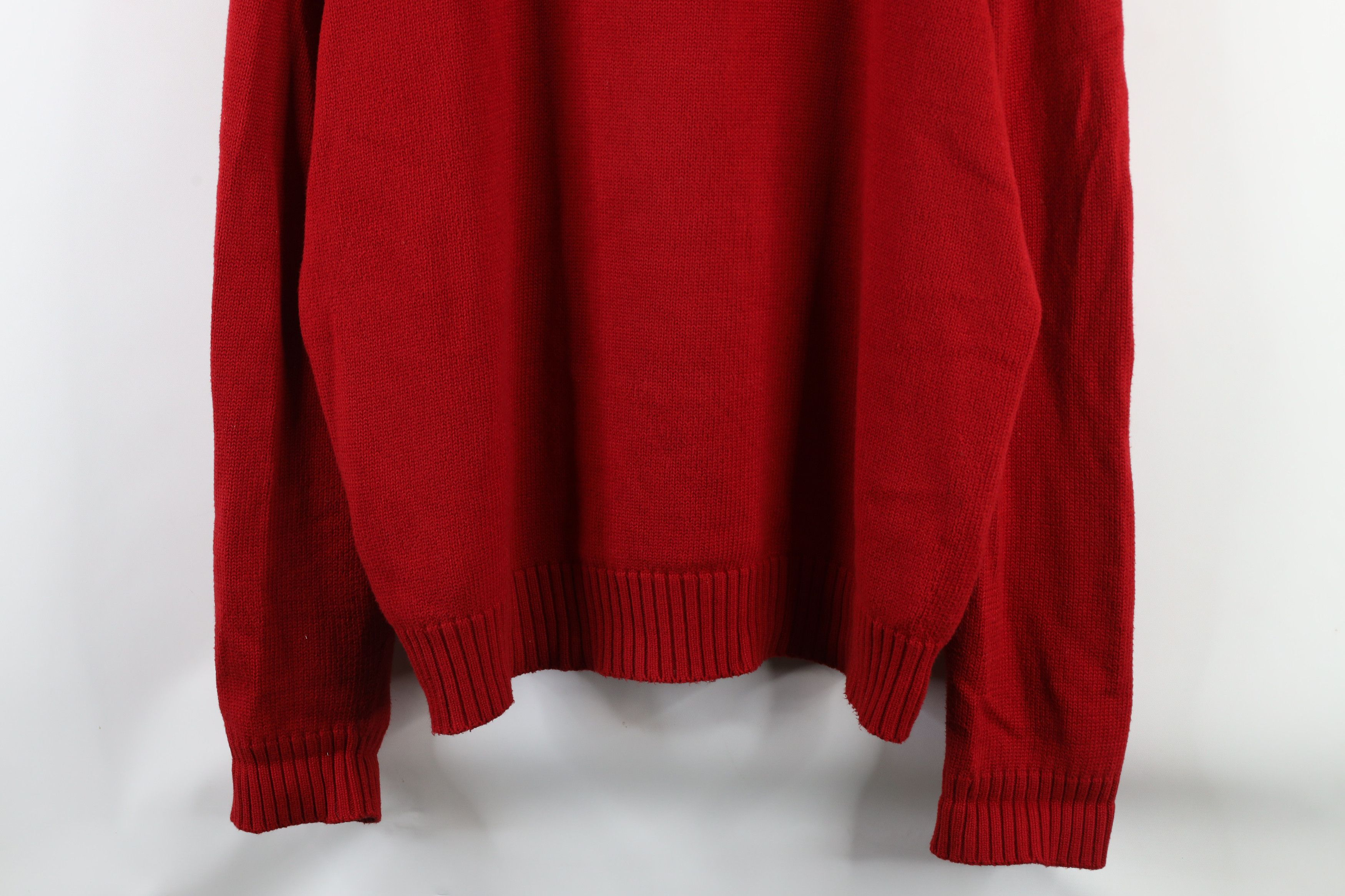 Ralph Lauren × Vintage Vintage 90s Ralph Lauren Ribbed Knit Half Zip Sweater Red Size US XL / EU 56 / 4 - 3 Thumbnail