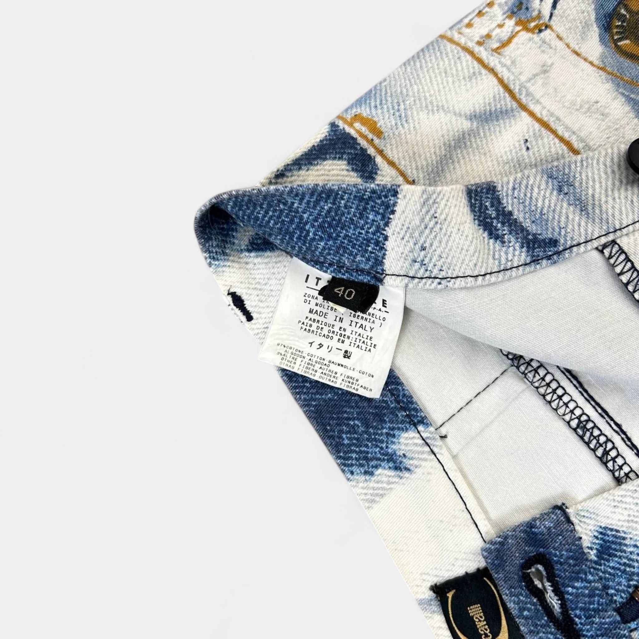 Roberto Cavalli Just Cavalli Denim on Denim Printed Jeans Size 24" / US 00 / IT 34 - 8 Thumbnail