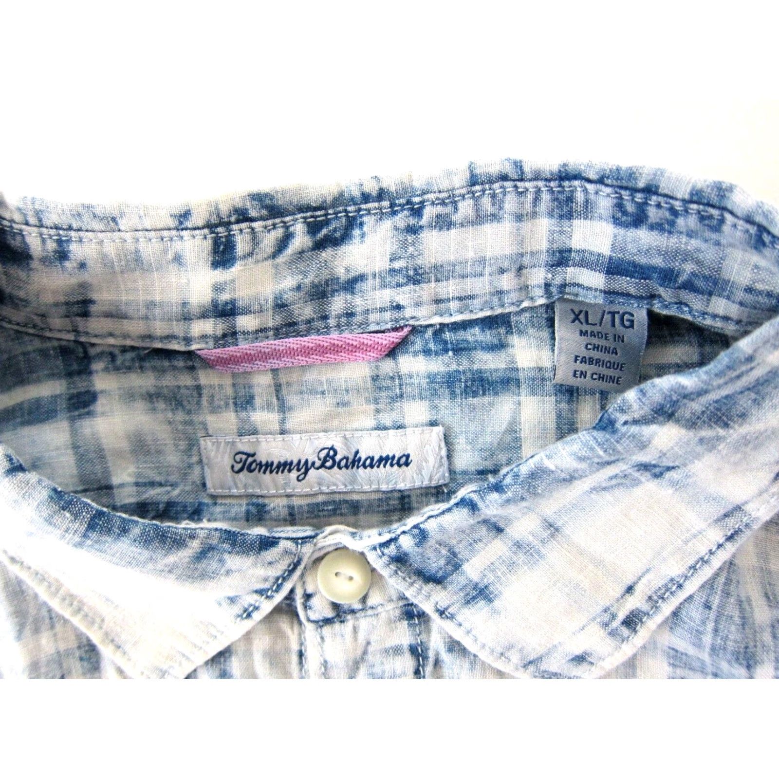 Tommy Bahama Tommy Bahama Shirt 100% Linen Blue White Plaid Long Sleeve Button Down XL Mens Shirt Size US XL / EU 56 / 4 - 3 Thumbnail