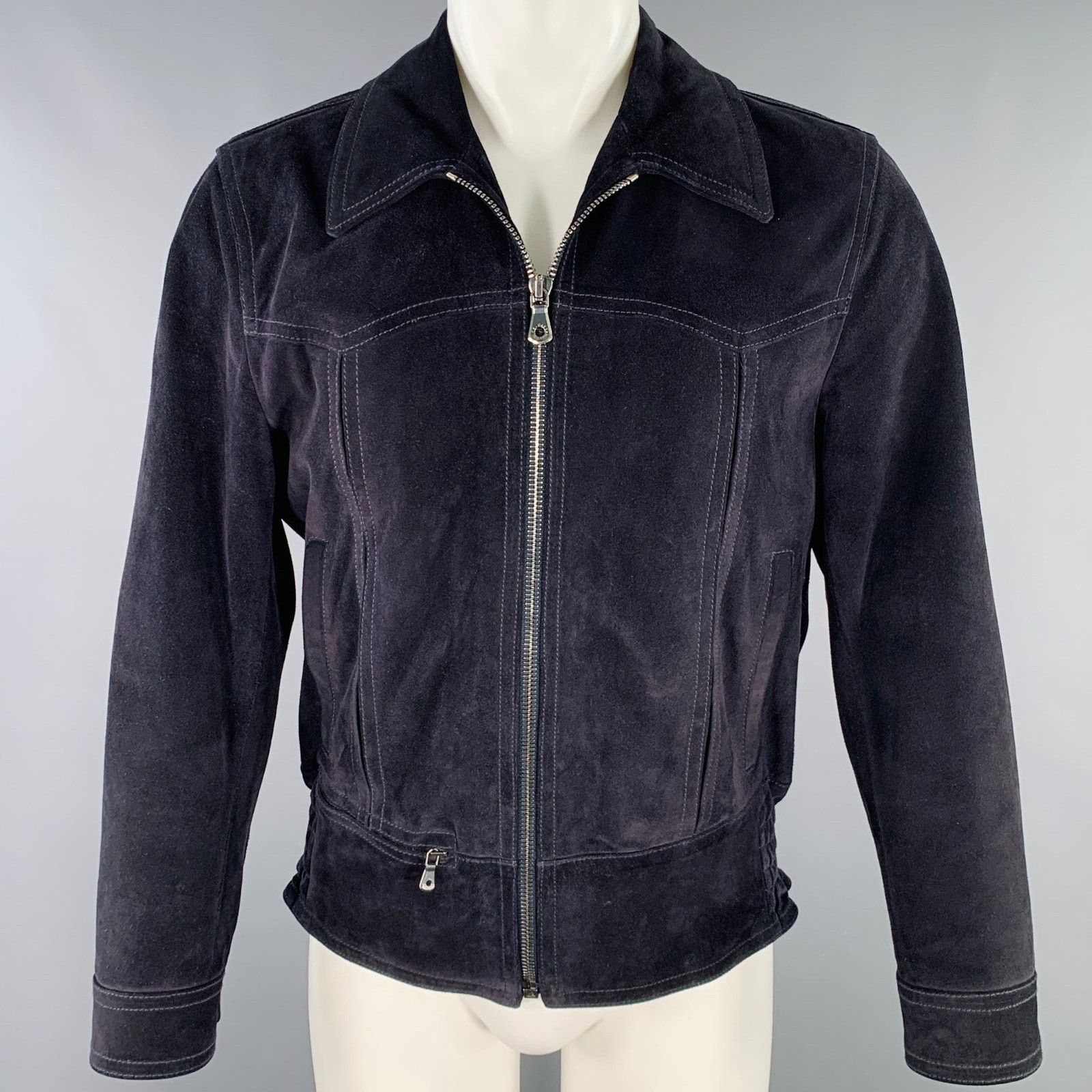 Dolce & Gabbana DOLCE & GABBANA Black Calfskin Suede Zip Up Work Jacket Size US M / EU 48-50 / 2 - 1 Thumbnail