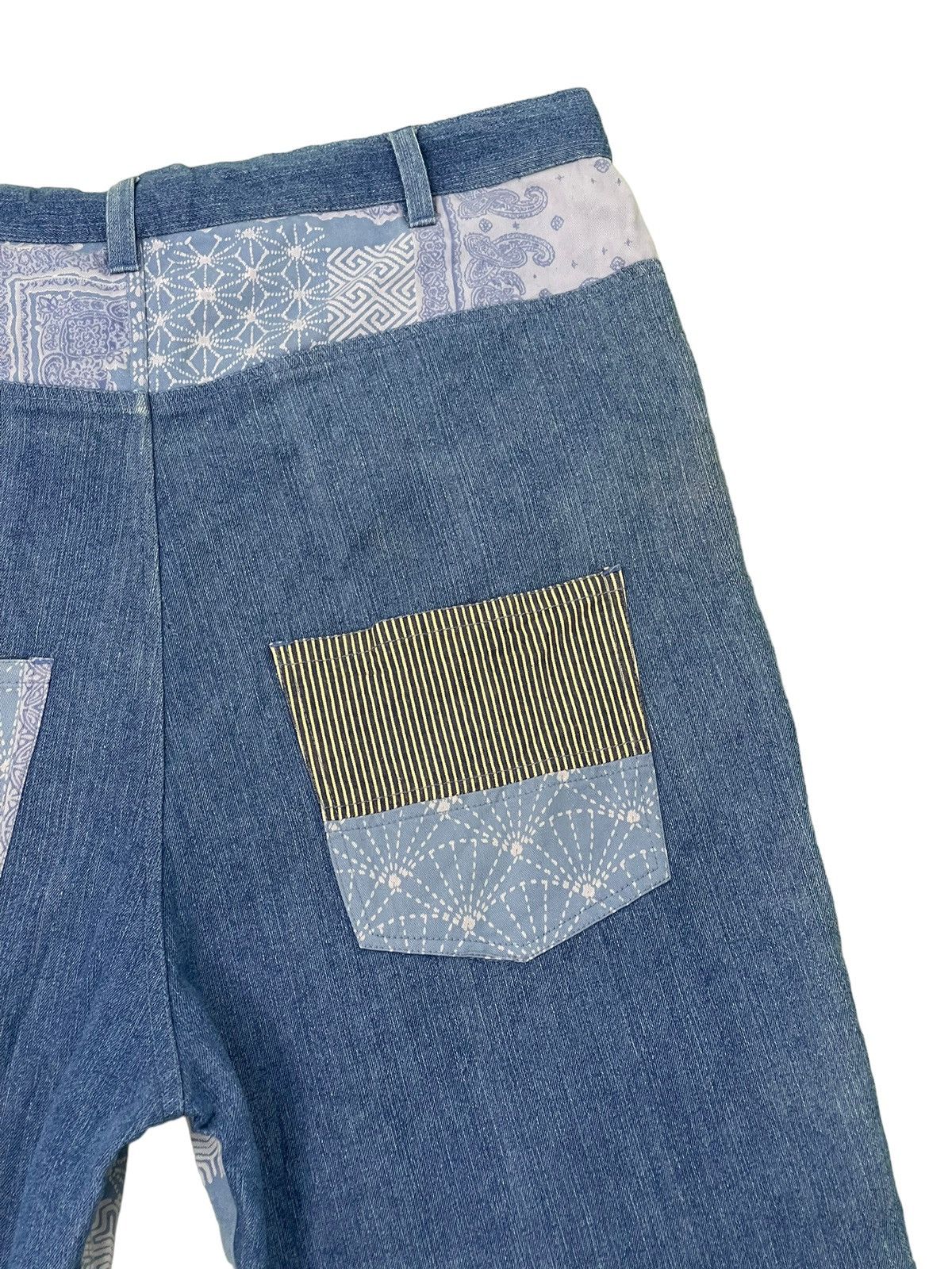 Japanese Brand Baggy Tapered Amina Japanese Pattern Thin Denim 6🟦6 Size US 35 - 19 Thumbnail