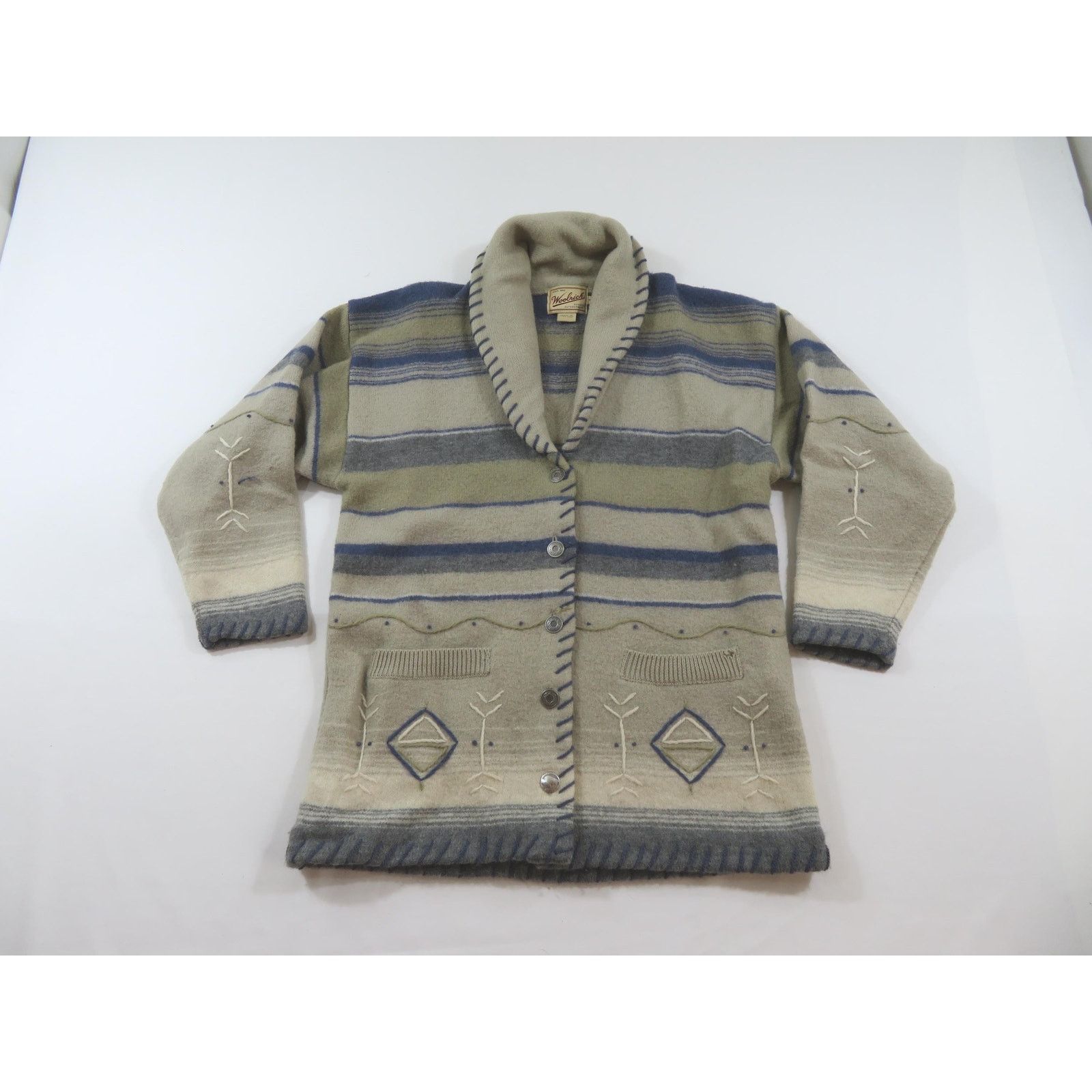 Other Woolrich Shawl Collar Sweater, Wool, Gray Blue Sz S 1990s Size US S / EU 44-46 / 1 - 1 Thumbnail