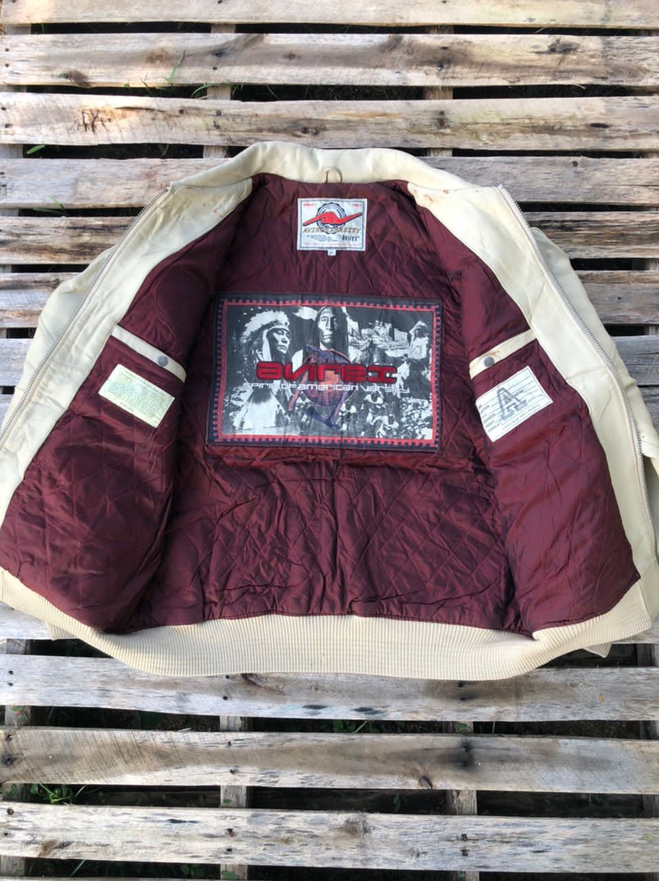 Avirex × Vintage Vintage Avirex Spirit Of American Varsity Leather Jacket Size US XL / EU 56 / 4 - 4 Thumbnail
