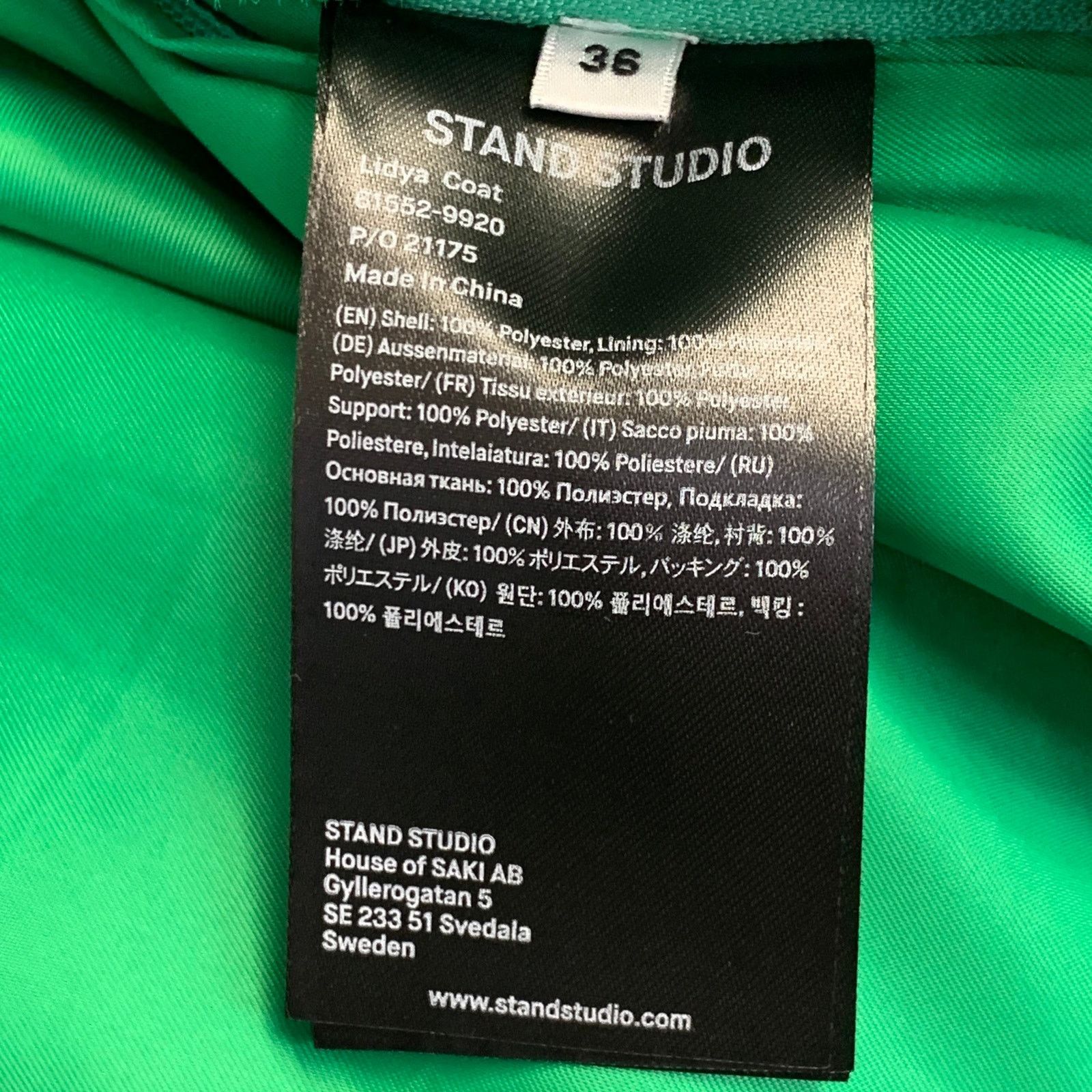 STAND STUDIO Size S Lidya Green Polyester Faux Fur Peak Lapel Coat Size S / US 4 / IT 40 - 7 Thumbnail