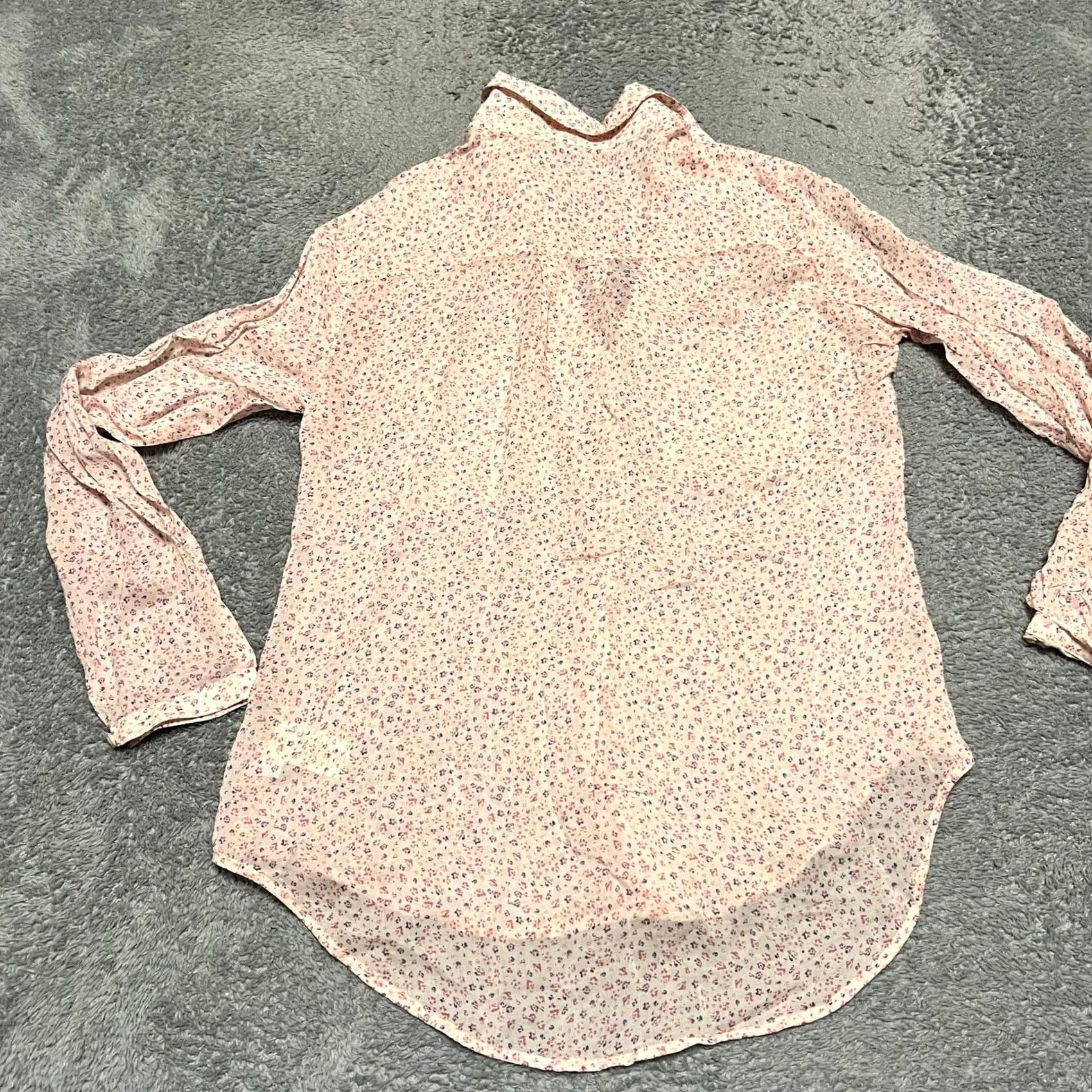 Anthropologie Cloth & Stone by Anthropologie Shirt Womens XS Floral Button-Up Sheer Pink XS Womens Size XS / US 0-2 / IT 36-38 - 3 Thumbnail