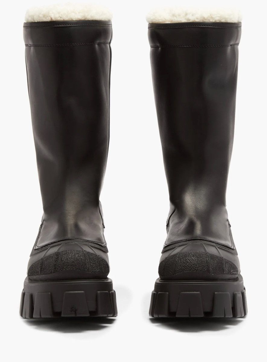 Prada Prada Monolith Boots Chunky-sole Leder Shearling Boots Size US 7 / IT 37 - 2 Thumbnail