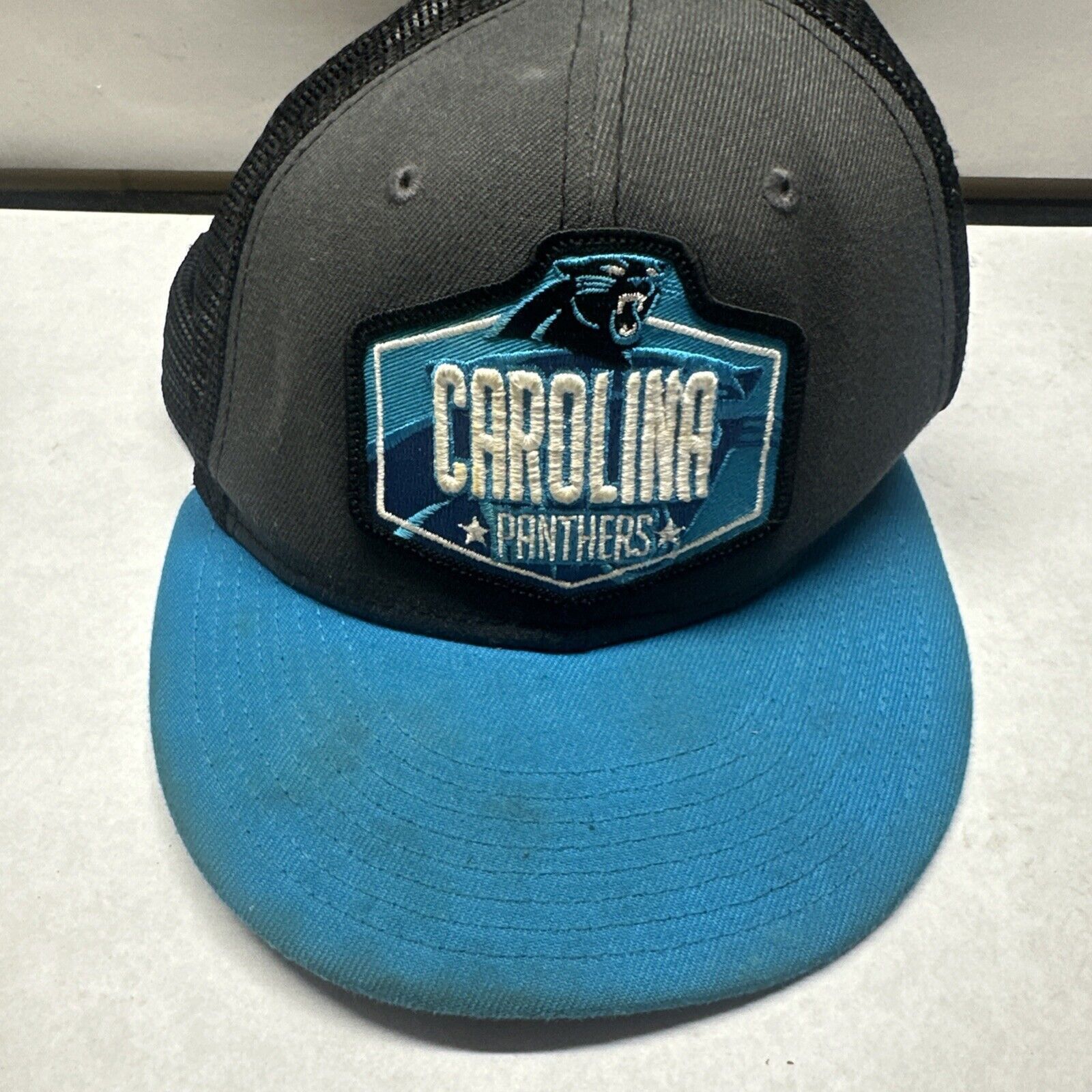 New Era Carolina Panthers Hat Cap Fitted 7 5/8 Black Blue NFL Size ONE SIZE - 3 Thumbnail