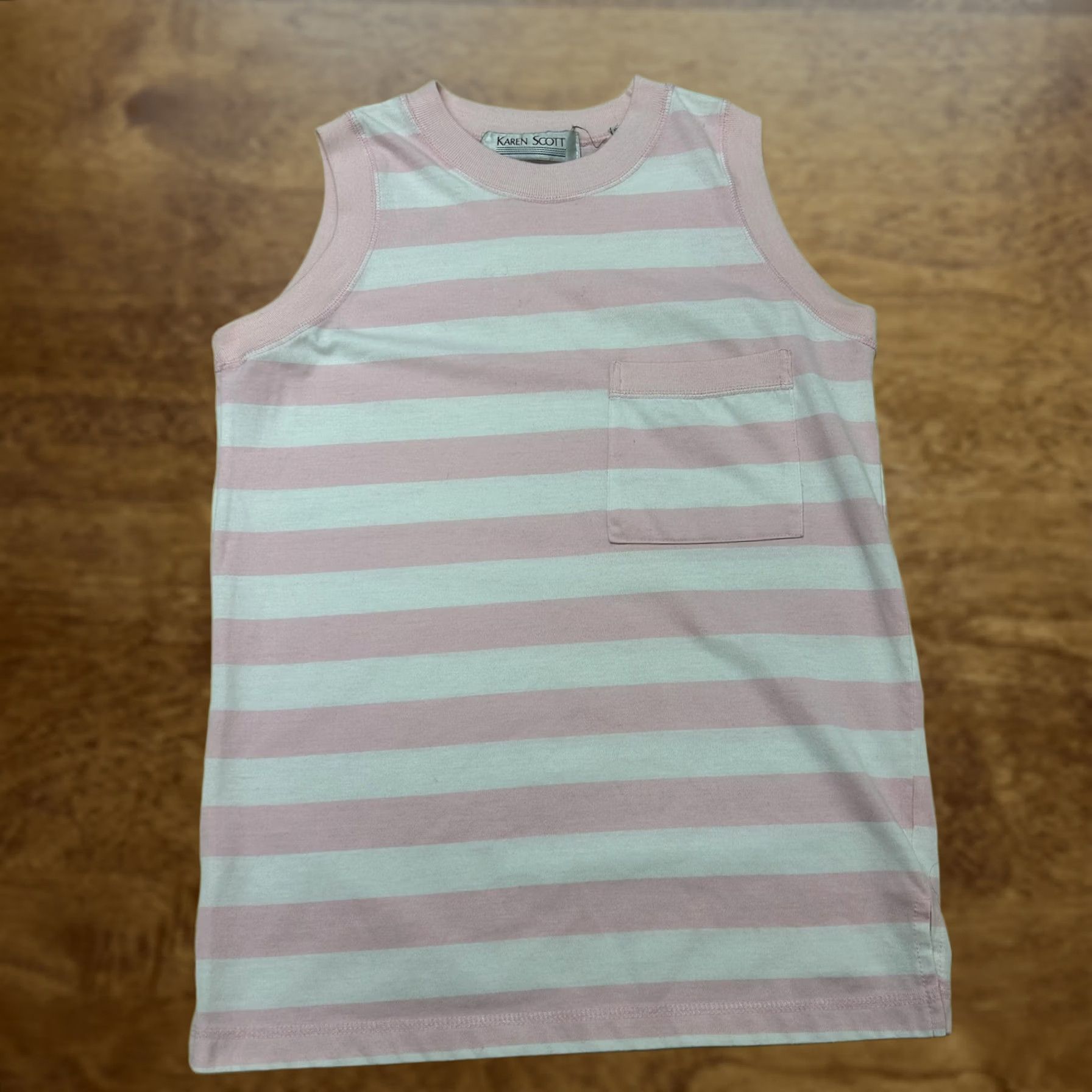 Vintage VINTAGE Karen Scott Tank Top Womens Med Pink White Striped Pocket Hong Kong Size M / US 6-8 / IT 42-44 - 1 Thumbnail