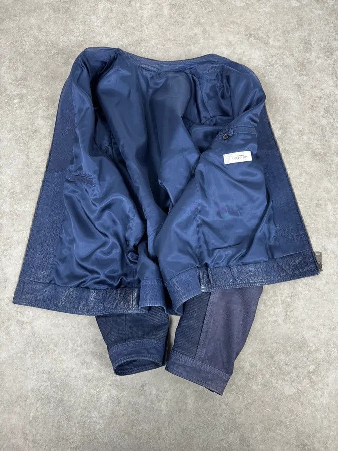 Versace 2000s Versace Navy Biker Leather Jacket Size US M / EU 48-50 / 2 - 7 Thumbnail