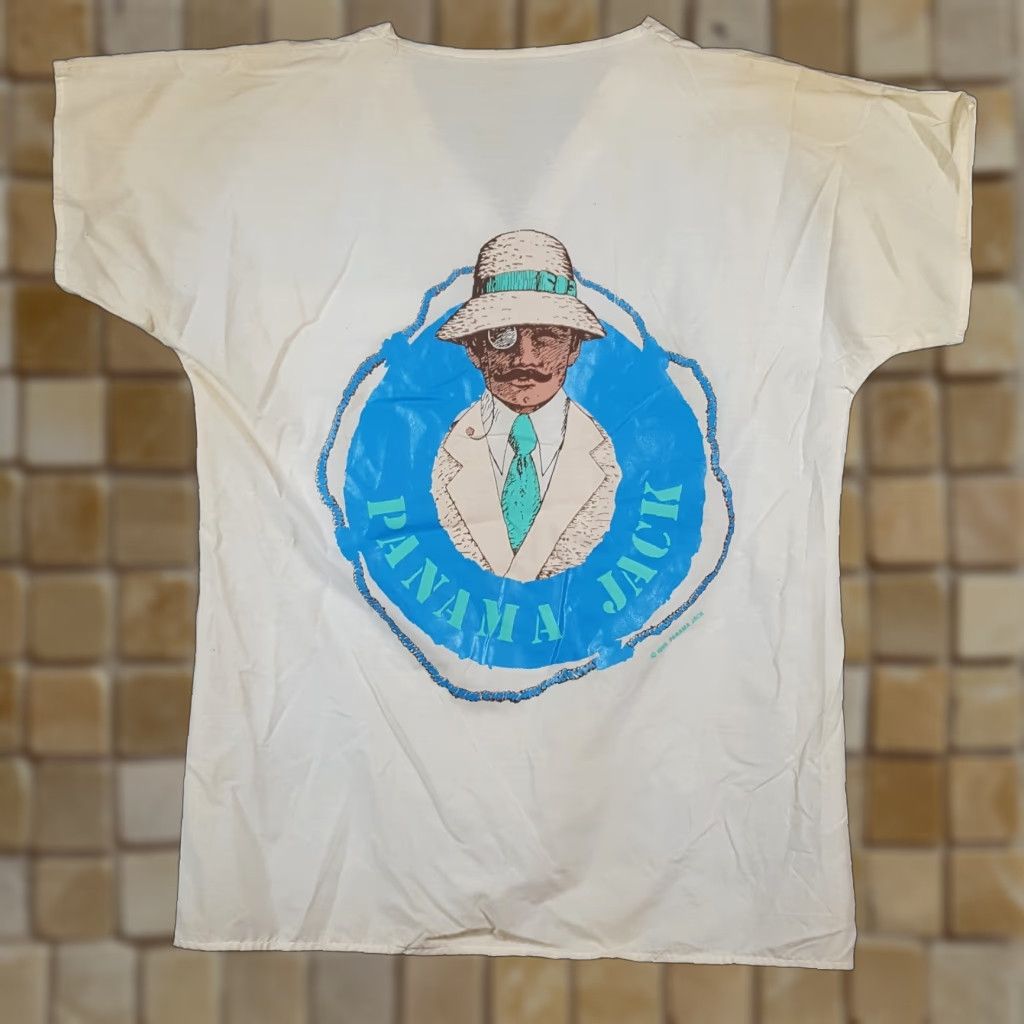 Panama Jack VINTAGE Panama Jack Shirt Mens Small V-Neck Beach 80s 90s Tropical White Cotton Embroidered Logo Size US S / EU 44-46 / 1 - 1 Thumbnail