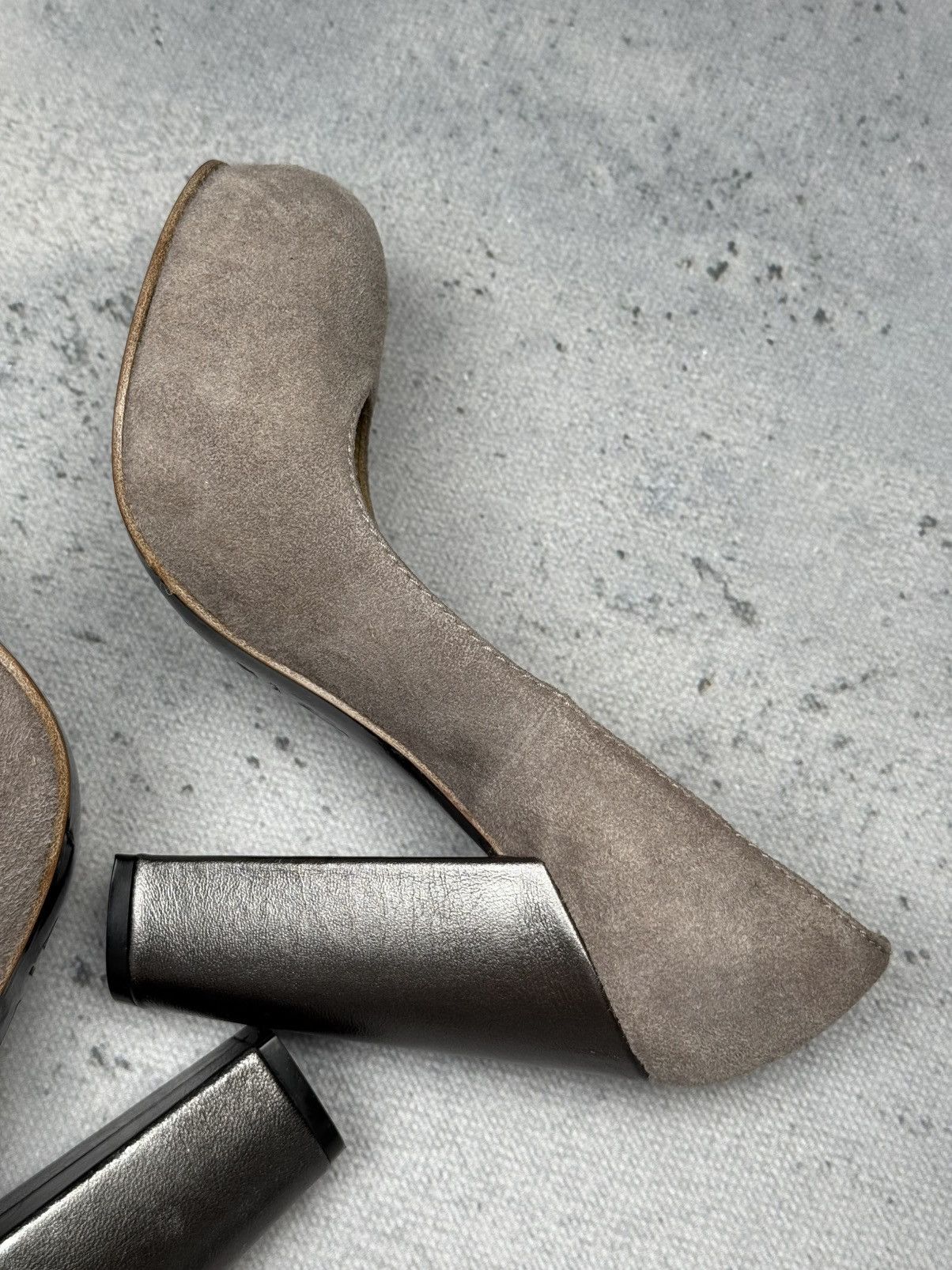 Acne Studios Vintage Acne Studios Taupe Suede Chunky Block Heel Pumps Lux Size US 7 / IT 37 - 18 Thumbnail