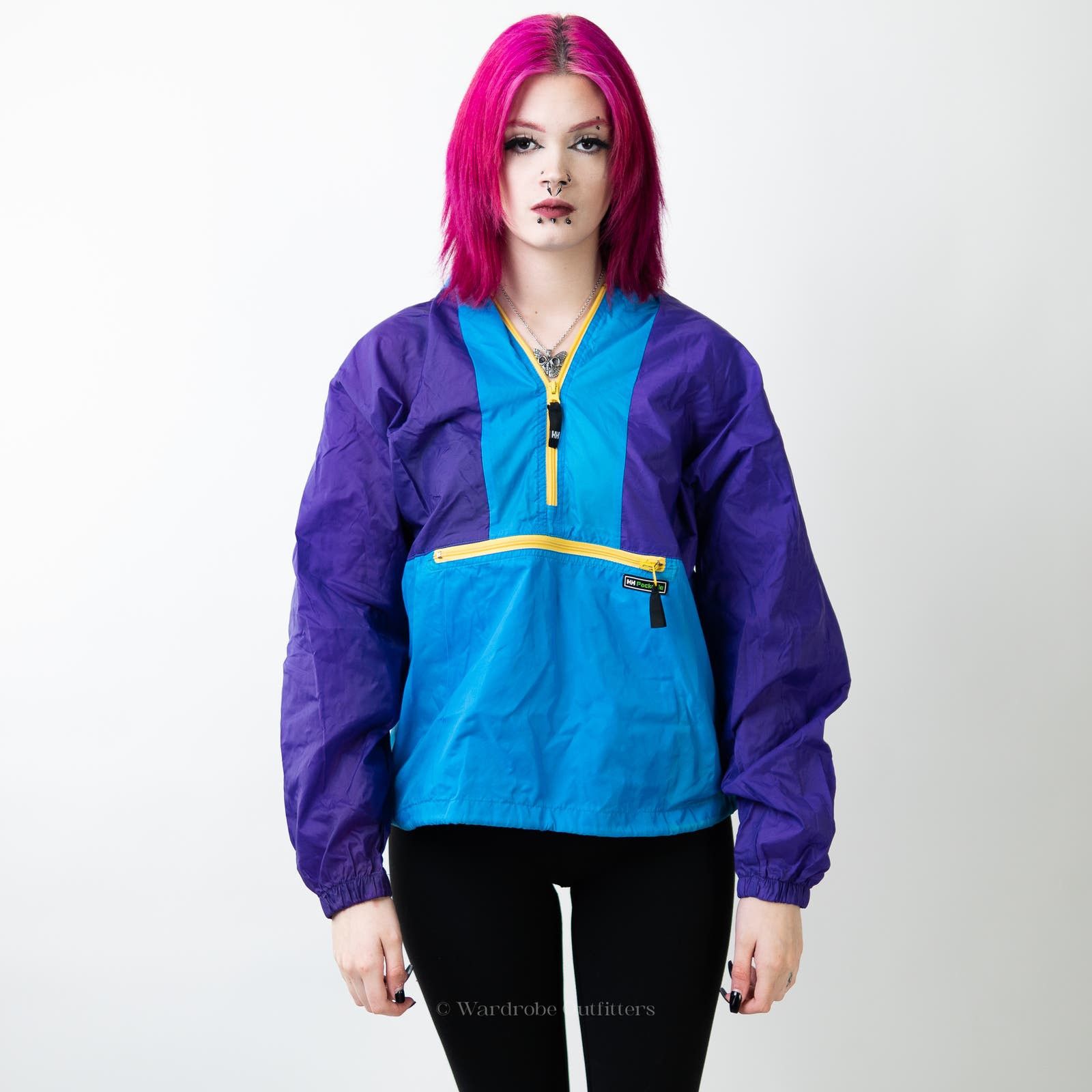 image of Vintage 90's Helly Hansen Colorblock Windbreaker Track Jacket in Blue, Women's (Size Small)