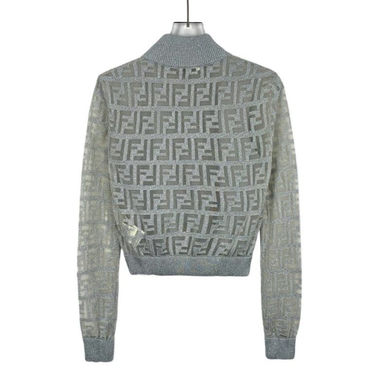 Fendi Fendi Grey Logo Long Sleeve Knit Sweater Size US M / EU 48-50 / 2 - 2 Thumbnail