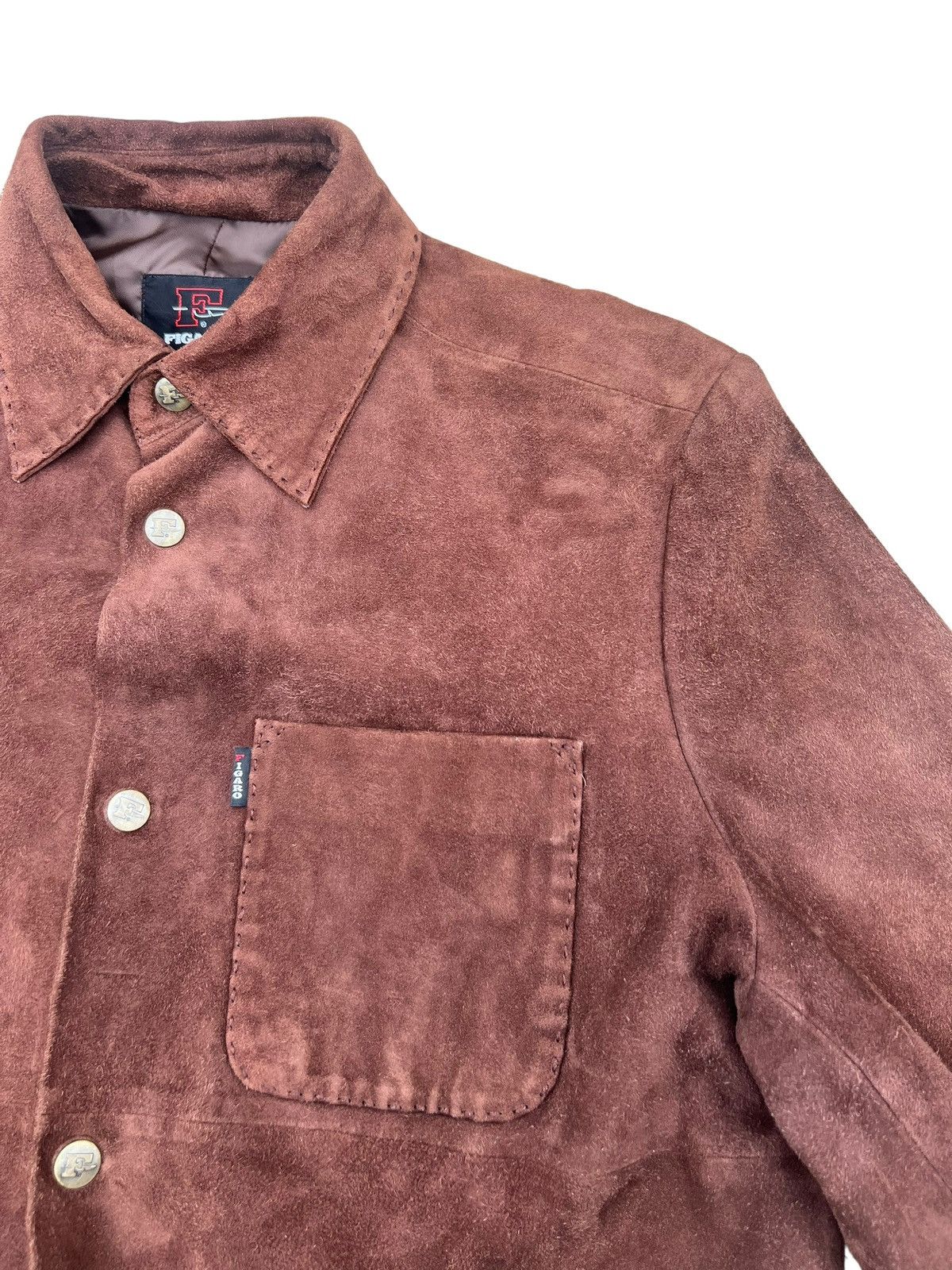 Leather Vintage FIGARO Paris Brown Sheepskin Suede Leather Shirt Size US M / EU 48-50 / 2 - 8 Thumbnail