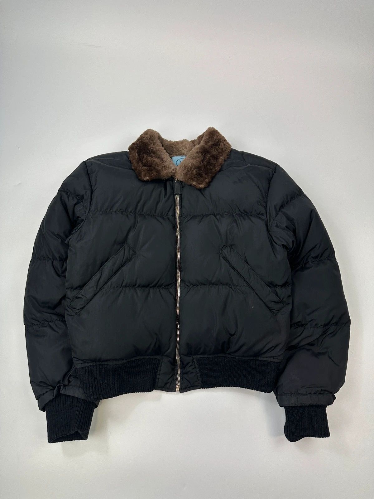 Prada Prada Milano FW1994 Black Cropped Bomber Puffer Jacket Size M / US 6-8 / IT 42-44 - 1 Thumbnail