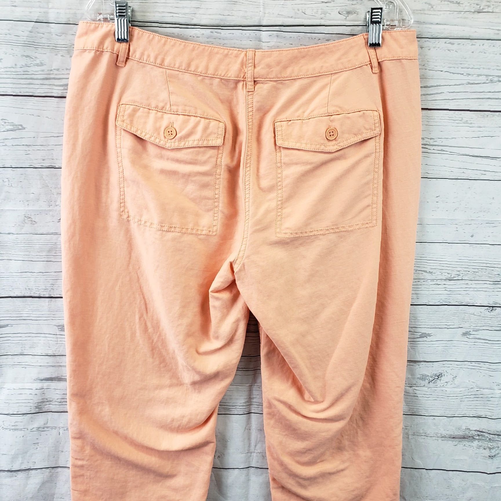 Loft LOFT Ann Taylor Womens Pants Solid Orange Linen Cotton Mid Rise 10 Casual - 29.5 Inseam Size 32" / US 10 / IT 46 - 4 Thumbnail