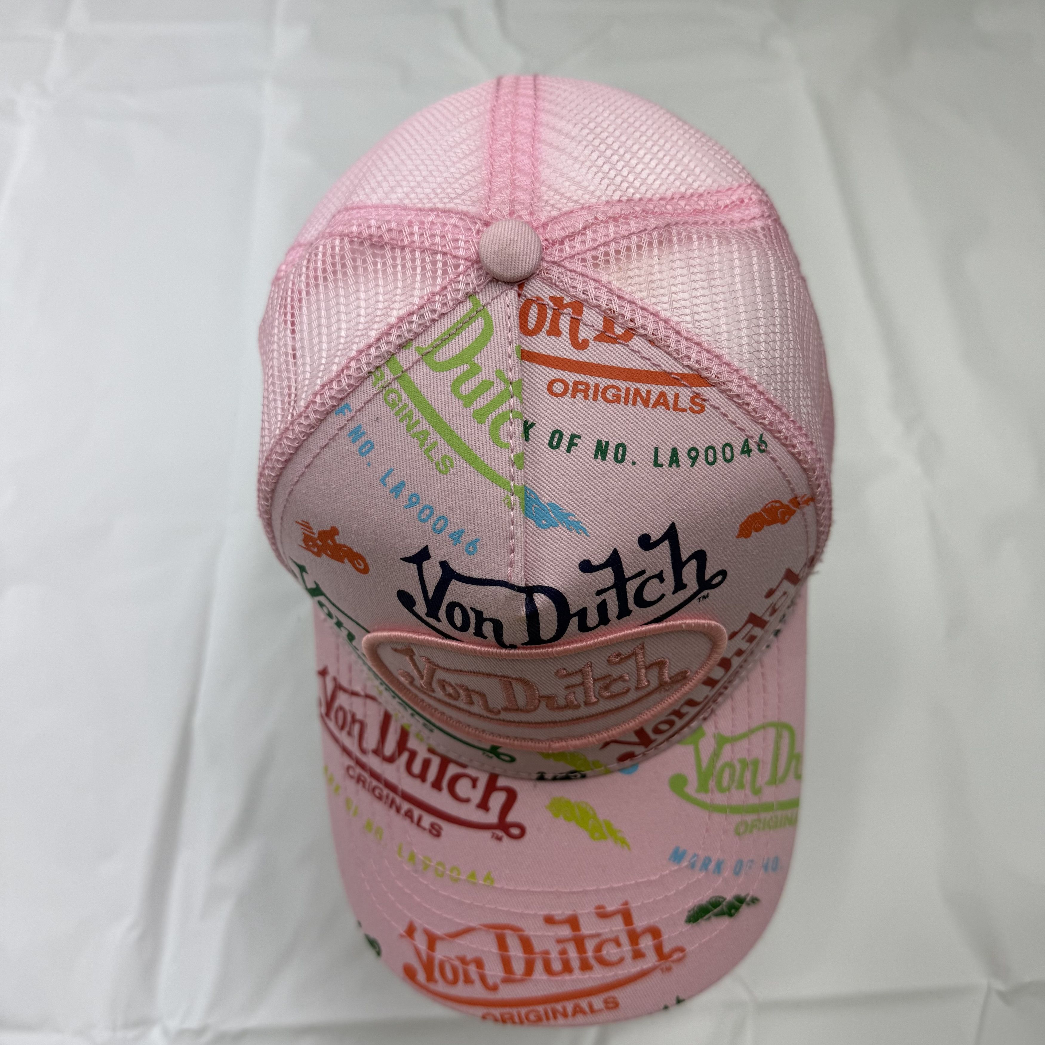 Von Dutch Von Dutch Pink Print Trucker Hat Snapback Y2K Retro Cap Size ONE SIZE - 6 Thumbnail