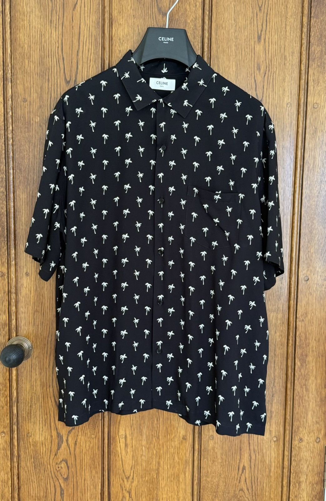 Celine SS24 $1.15k 🤑 Celine Hedi palm tree Hawaiian Black shirt Size US L / EU 52-54 / 3 - 3 Thumbnail