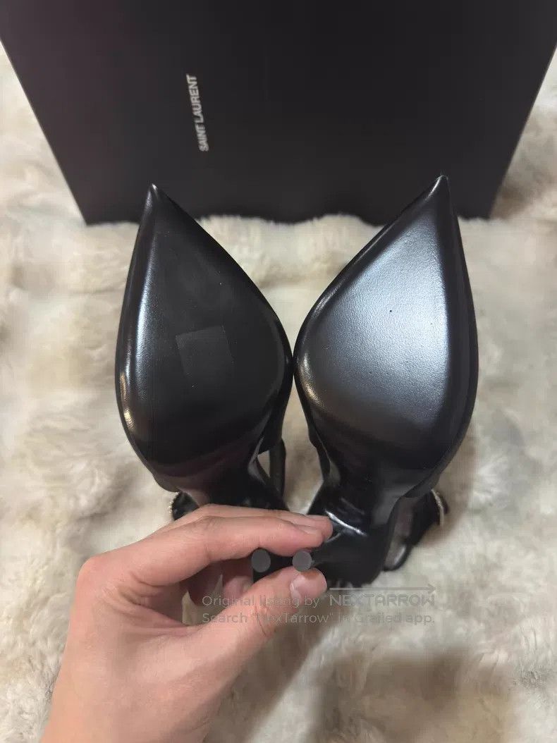 Saint Laurent Paris Saint Laurent Paris Black Satin Crystal Rhinestone High He Size US 6.5 / IT 36.5 - 8 Thumbnail