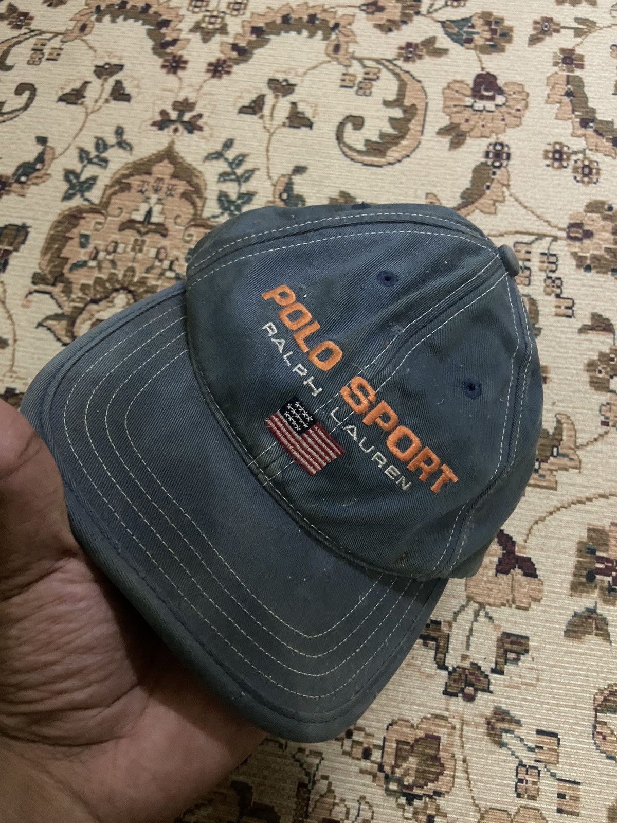 Grail⚡️Vintage 90’s Polo Ralph Lauren Flag Leather Strap Cap