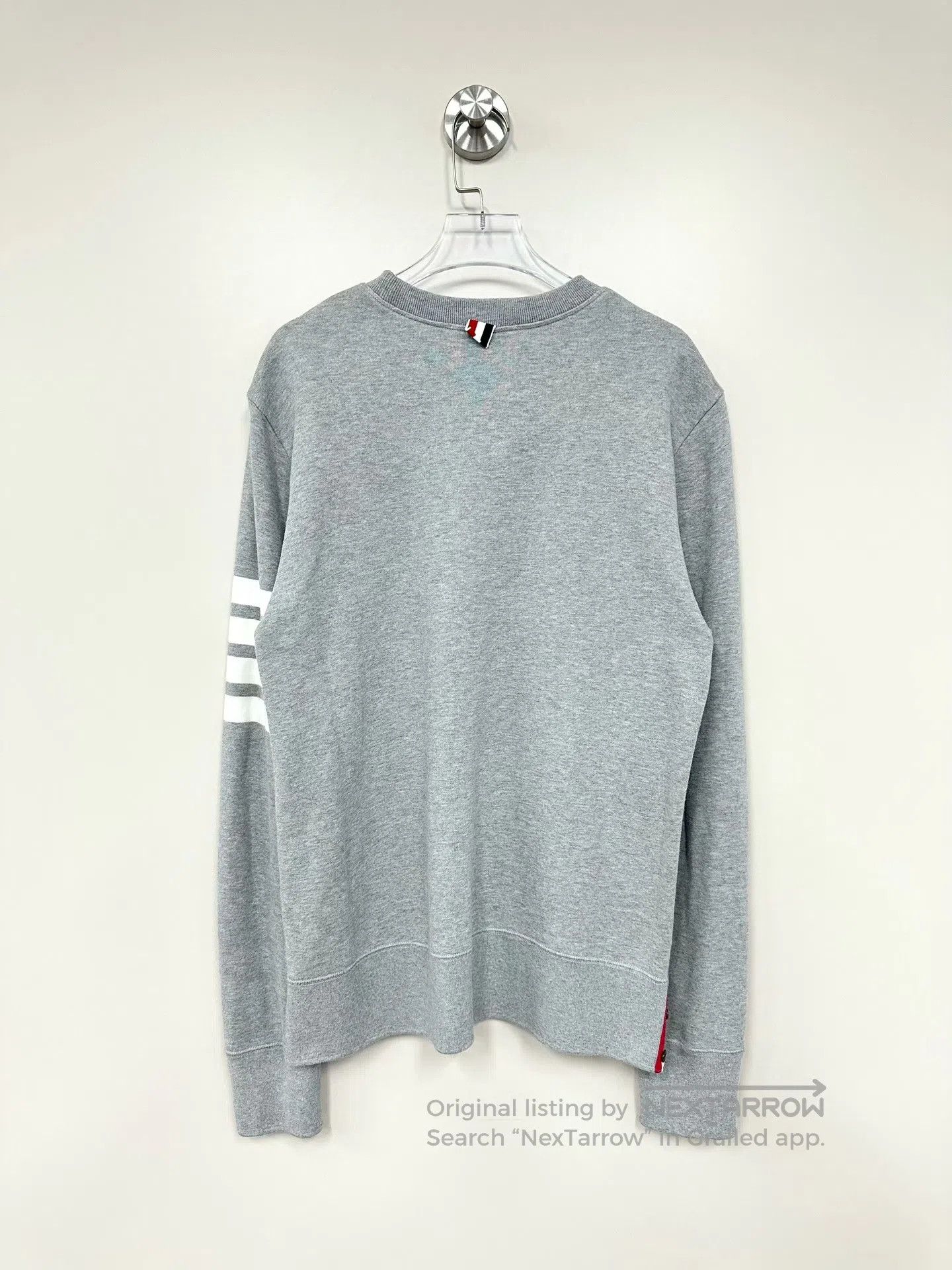 Thom Browne Thom Browne Gray Classic Four-Stripe Long Sleeve Sweater| Size US L / EU 52-54 / 3 - 2 Thumbnail