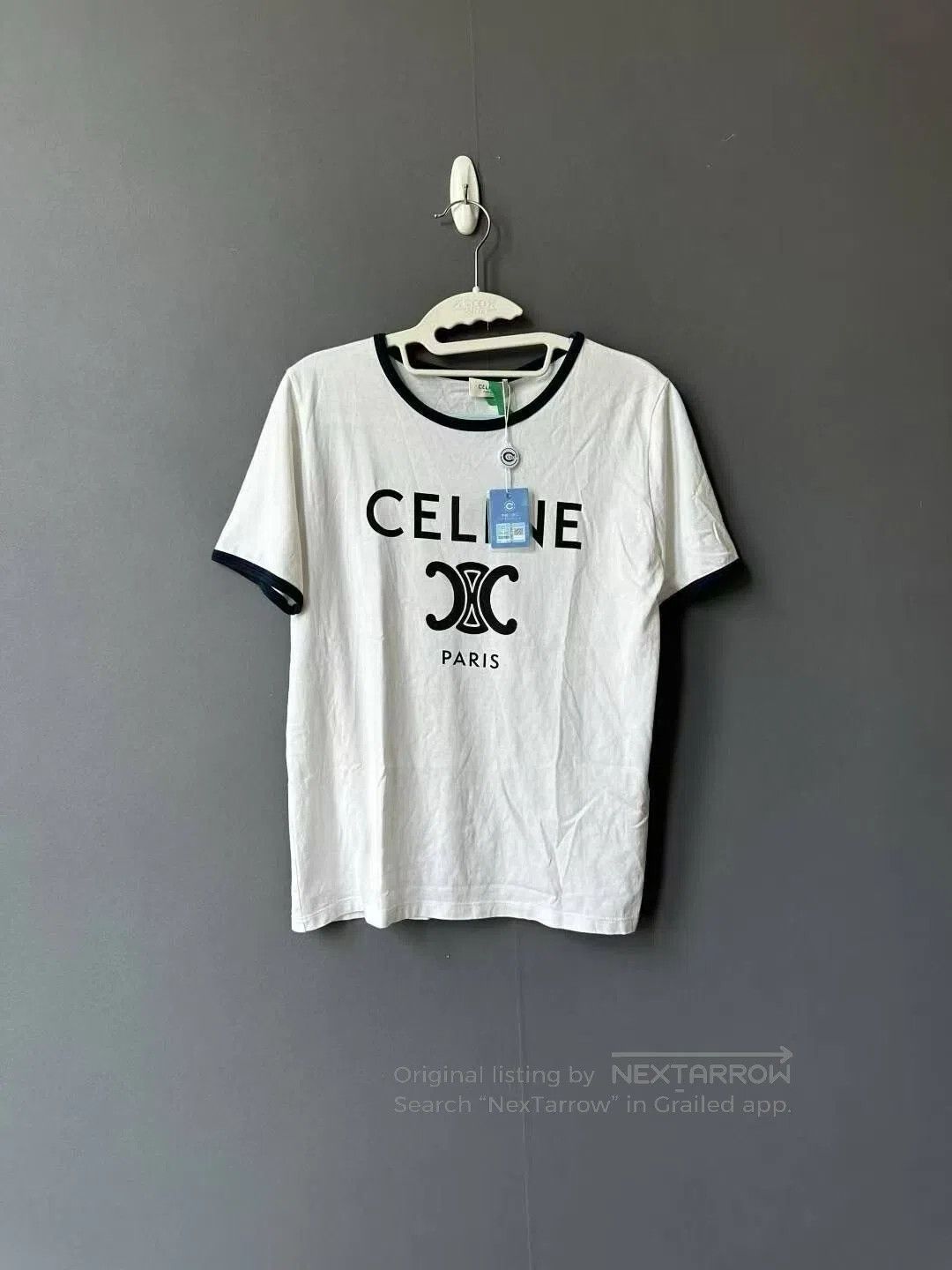 Celine Celine Triomphe Short Sleeve Top. Size L / US 10 / IT 46 - 1 Thumbnail