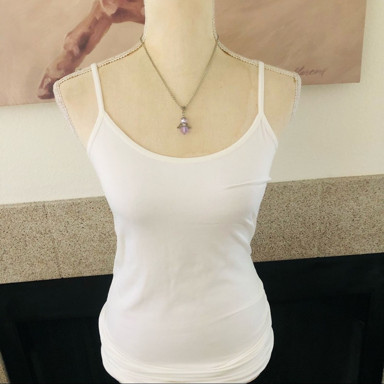 Jewelry Faceted lilac glass crystal double sided Angel necklace Size ONE SIZE - 3 Thumbnail