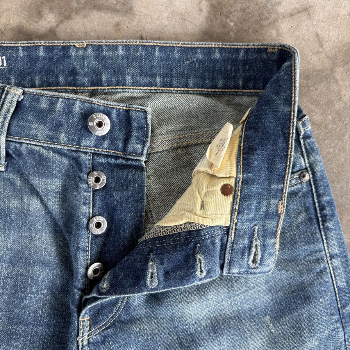 G-Star W29x29.5 Vintage G Star Button Fly Faded Ripped Denim Jean Size US 29 - 8 Thumbnail