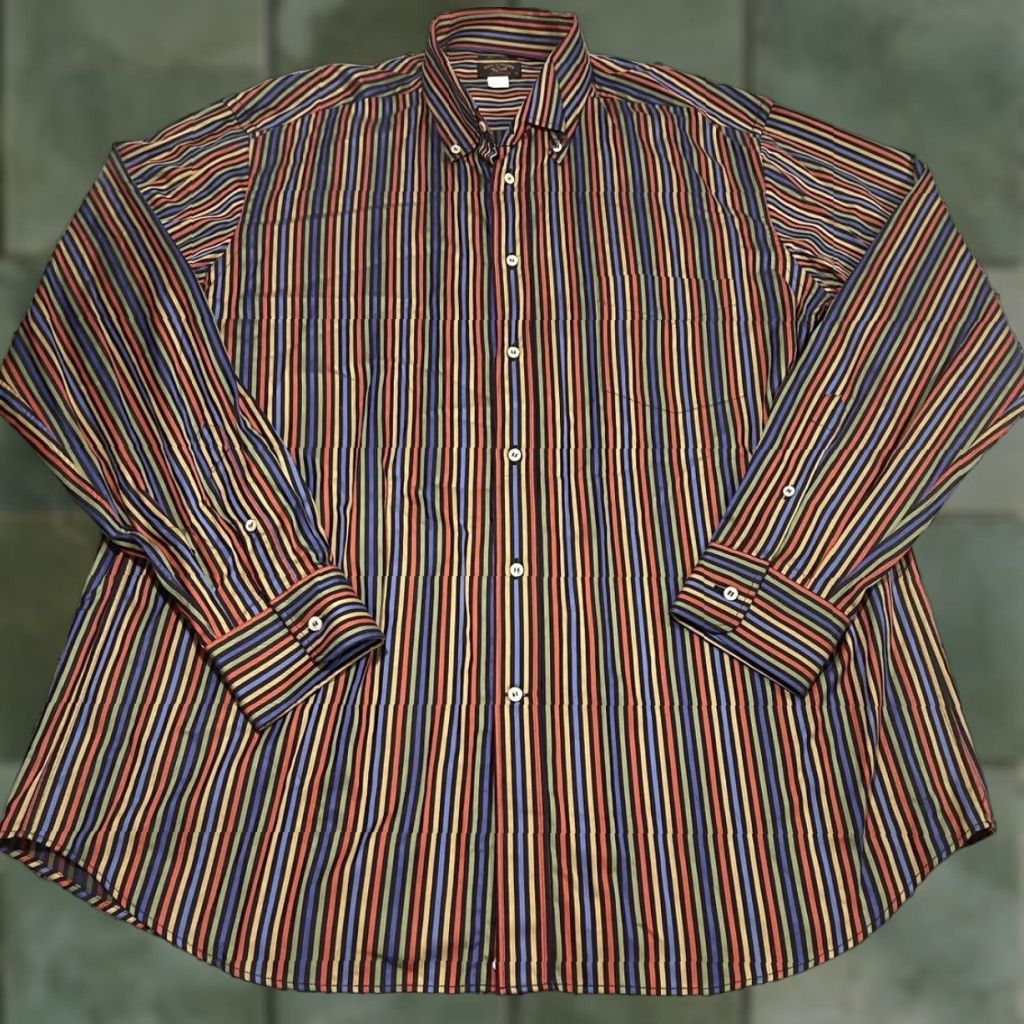 Paul & Shark Yachting Button-Up Shirt Mens XL Multicolor Striped 100% Cotton