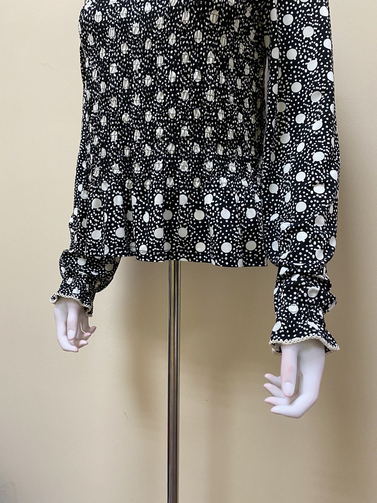 Sandro Sandro Spotted Shirred Smocked Mock Neck Top Size 2 Size M / US 6-8 / IT 42-44 - 5 Thumbnail