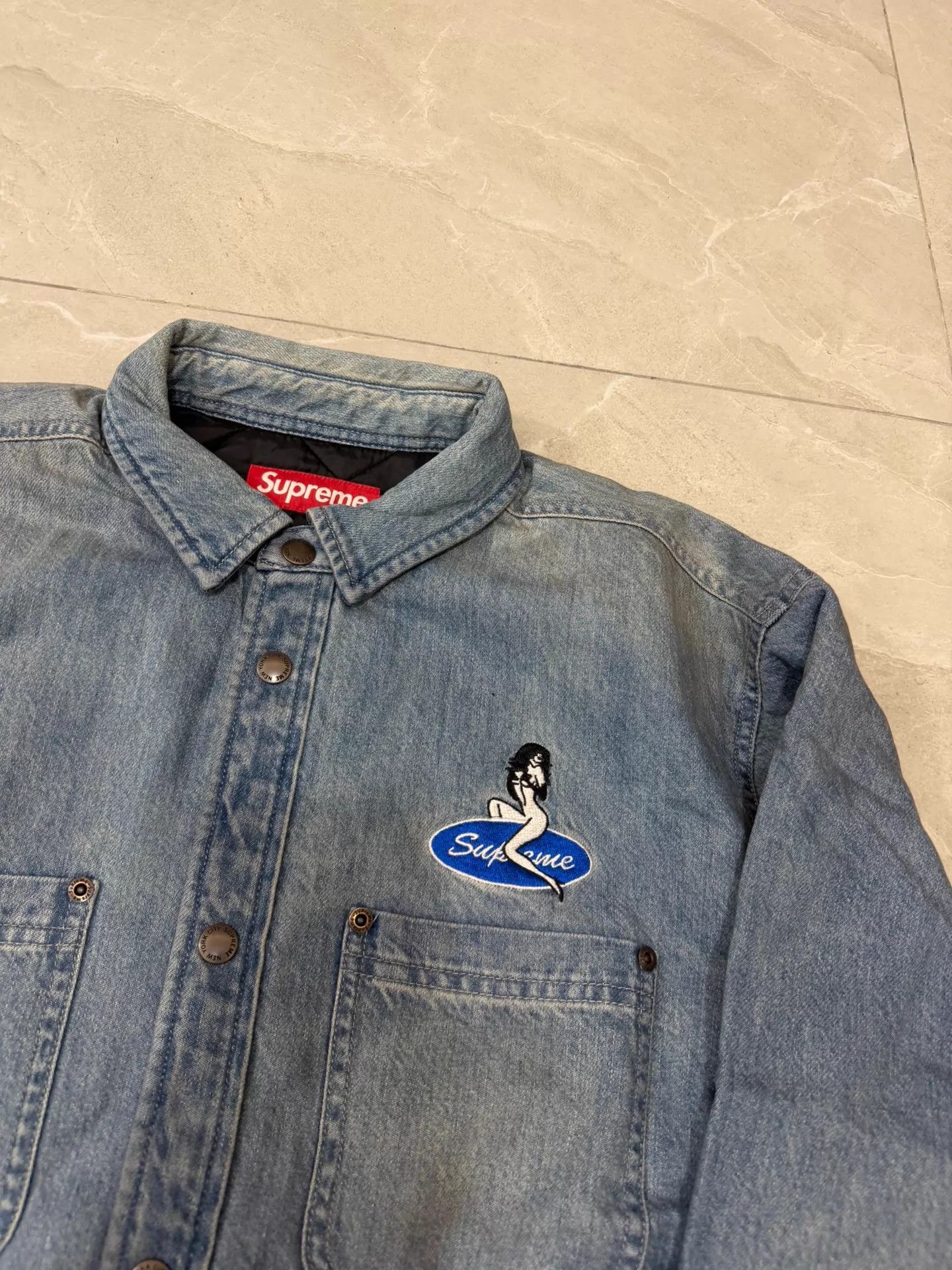Other Dirty Denim Quilted Lined Denim Snap Shirt M Unisex Size US M / EU 48-50 / 2 - 2 Thumbnail