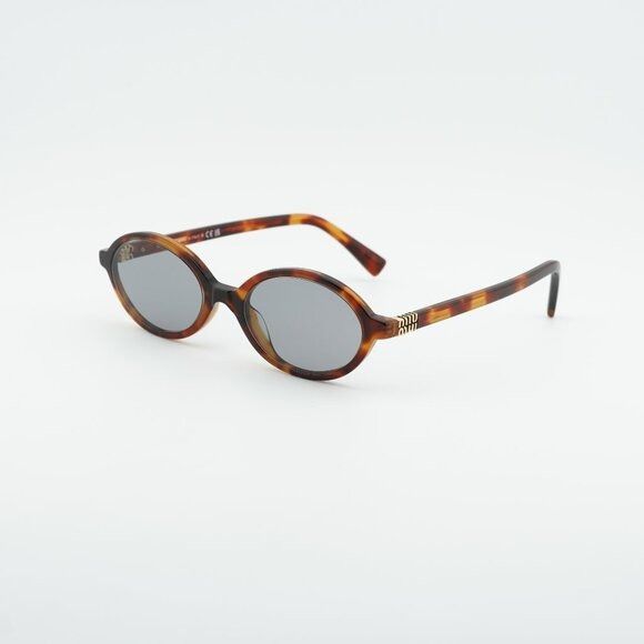 Miu Miu Miu Miu MU04ZS 21C40O Sunglasses Havana Mahogany Oval Frame Size ONE SIZE - 1 Thumbnail