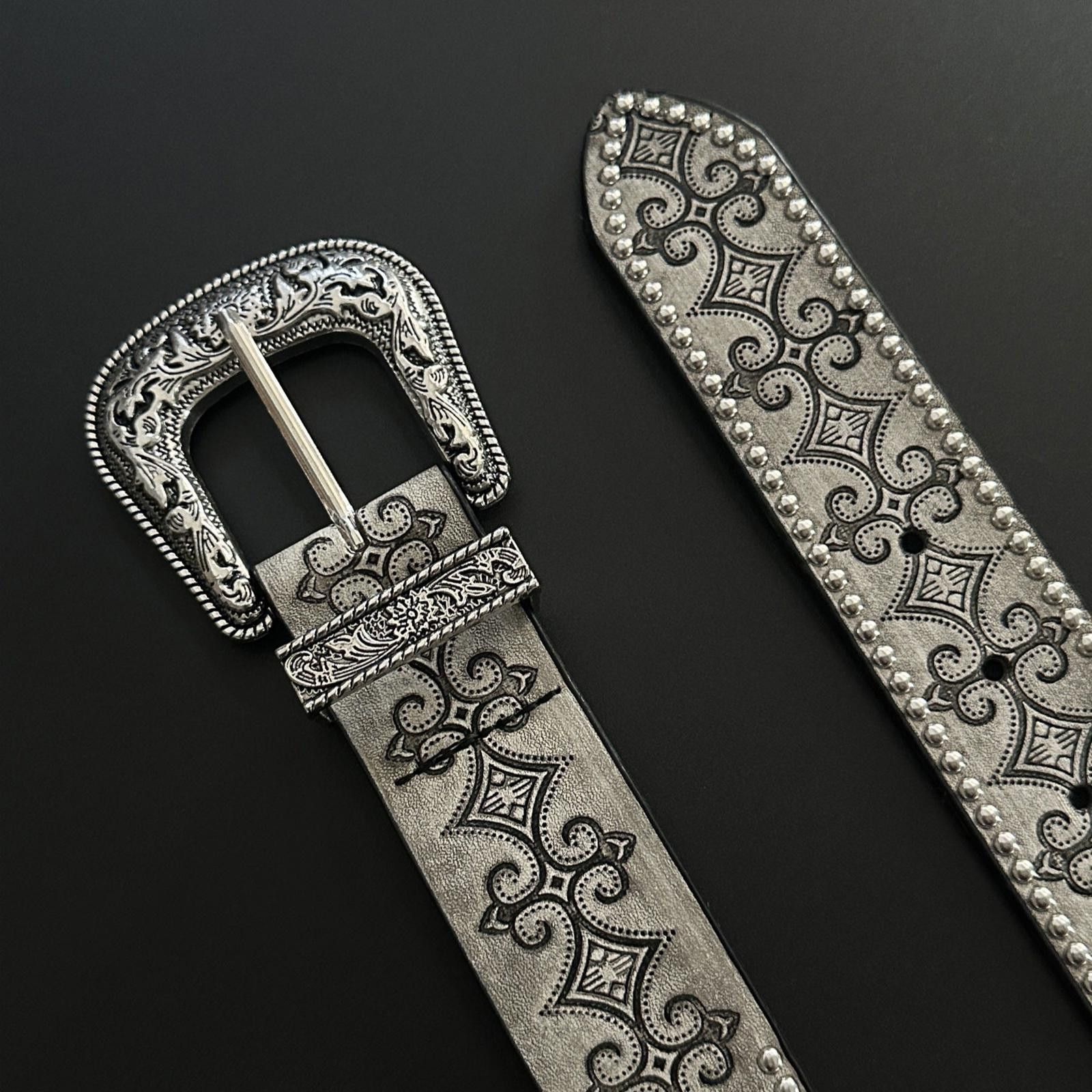 Leather Ornate Western Floral Filigree Belt Size ONE SIZE - 1 Thumbnail