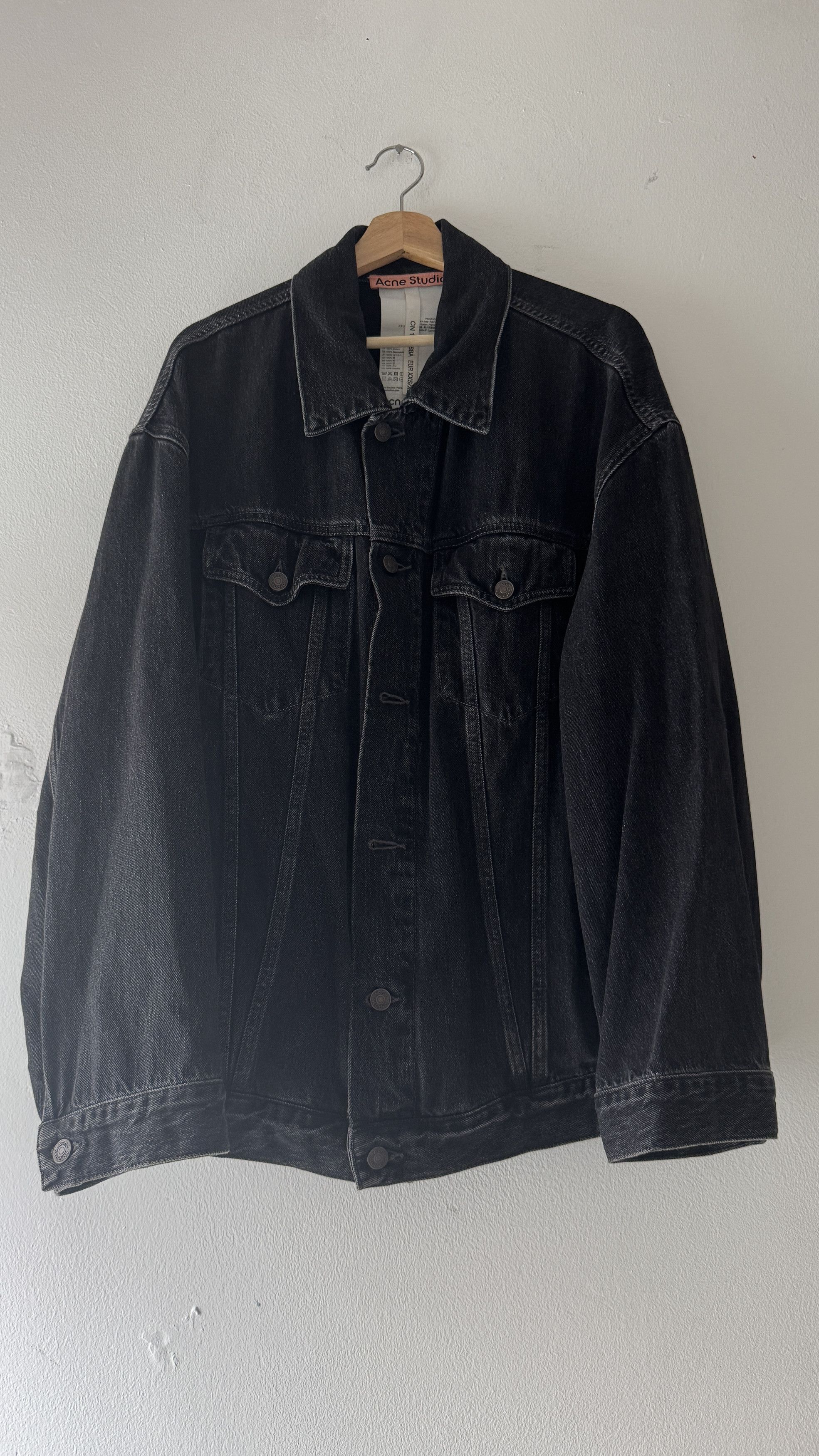Acne Studios Black Wash Denim Jacket Relaxed Fit