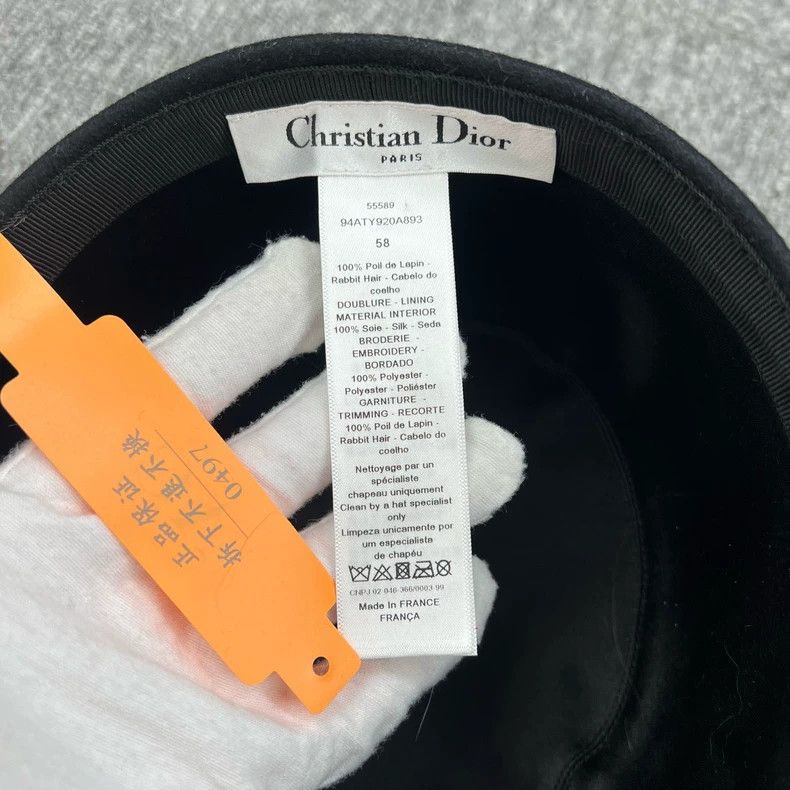 Dior Dior Size58 Black logo label felt short brim equestrian hat Size ONE SIZE - 6 Thumbnail