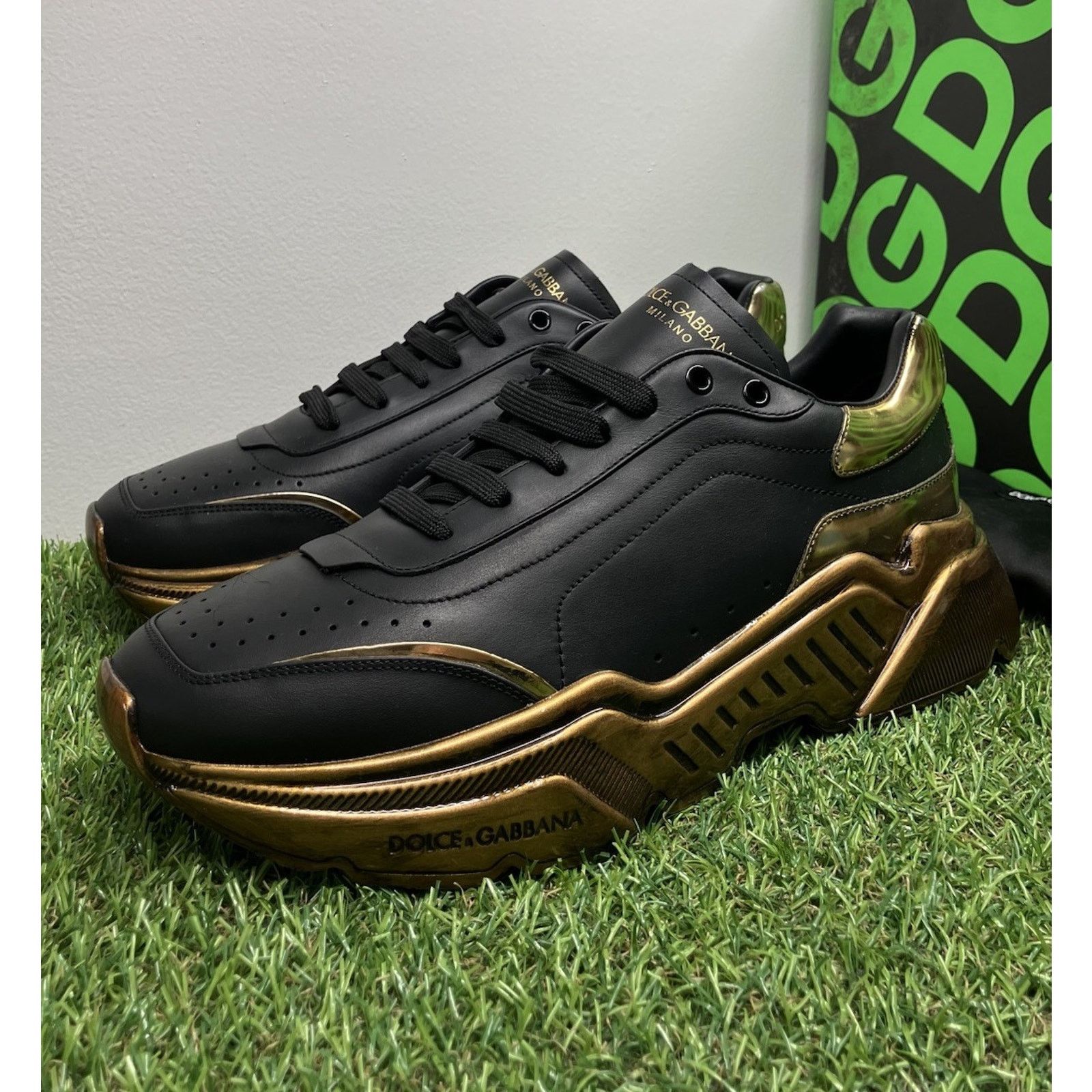 DOLCE & GABBANA BLACK AND GOLD DAYMASTER 15s Dolce & Gabbana Daymaster Stretch-Knit Sneakers | Sendegaro FR main image 2