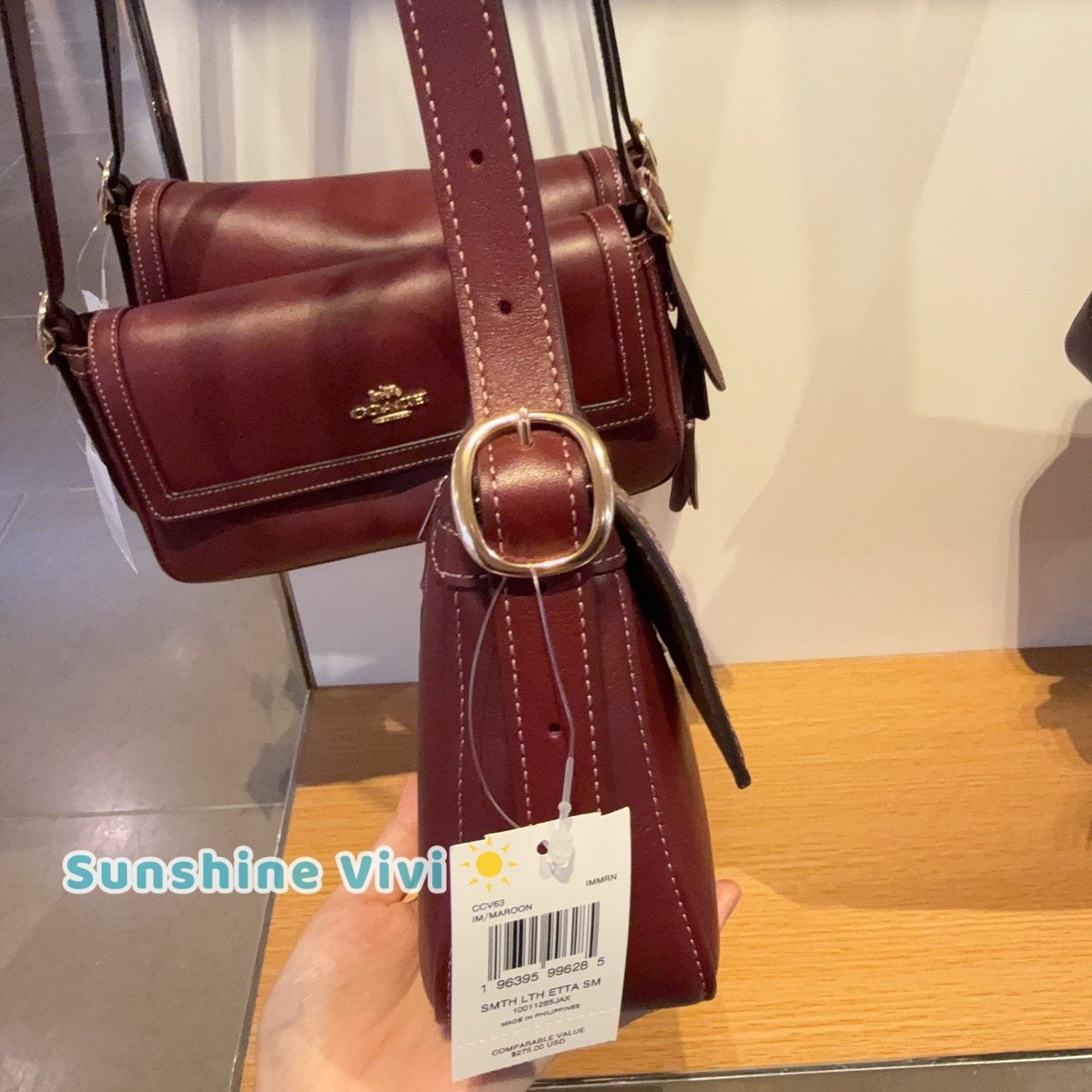 Coach NWT Coach Etta Small Flap Shoulder Bag CCV63 leather Maroon Size ONE SIZE - 3 Thumbnail