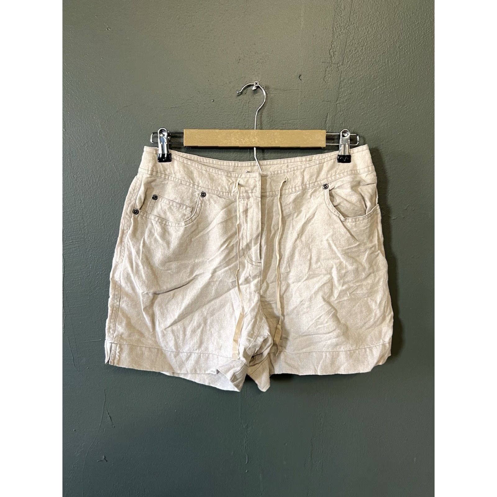 J. Jill J. Jill Womens Ivory Linen Drawstring Shorts Size 8 Petite Size 30" / US 8 / IT 44 - 2 Thumbnail