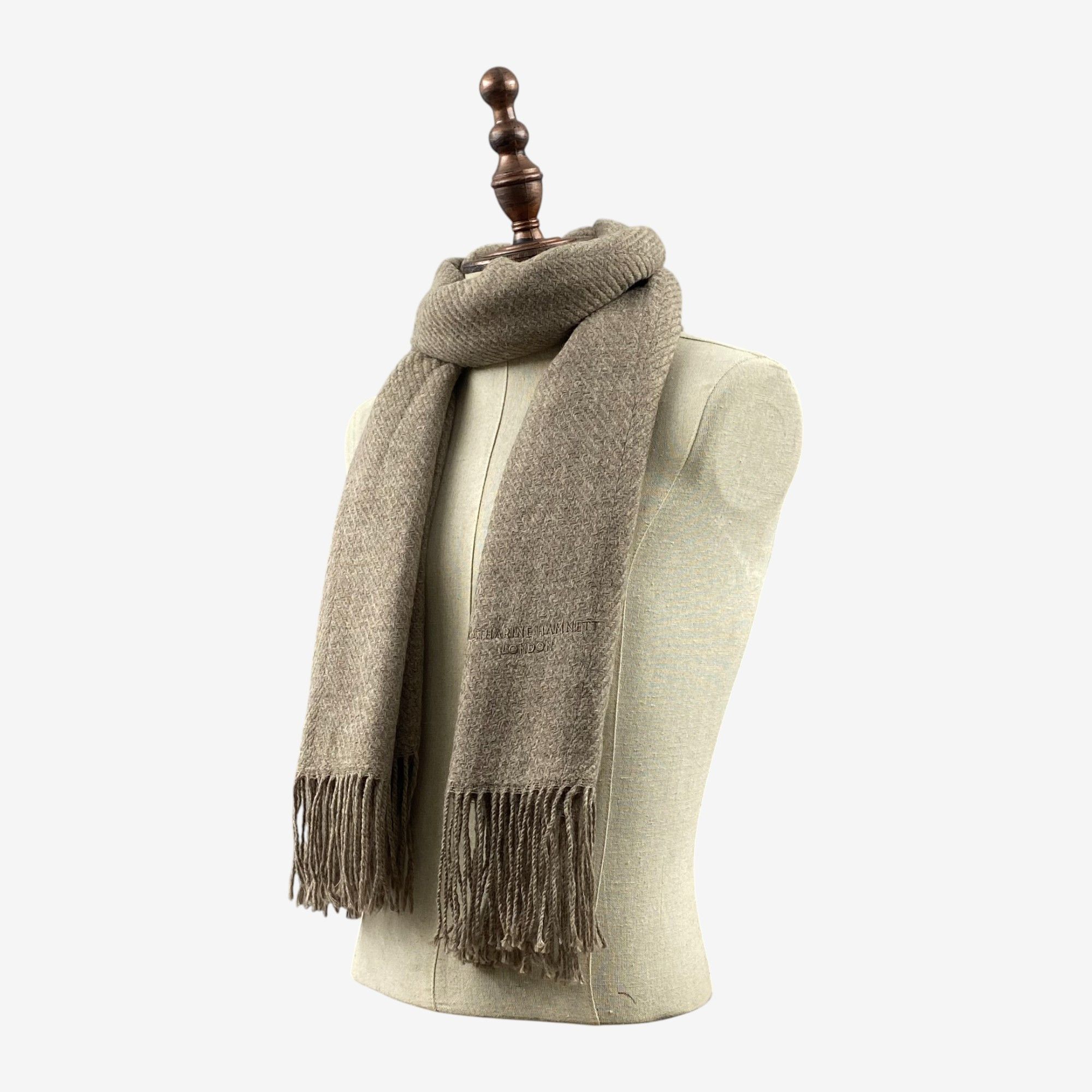 Katharine Hamnett London Vintage Katherine Hamnett Scarf Muffler Fringe Wool Scarves Size ONE SIZE - 2 Thumbnail