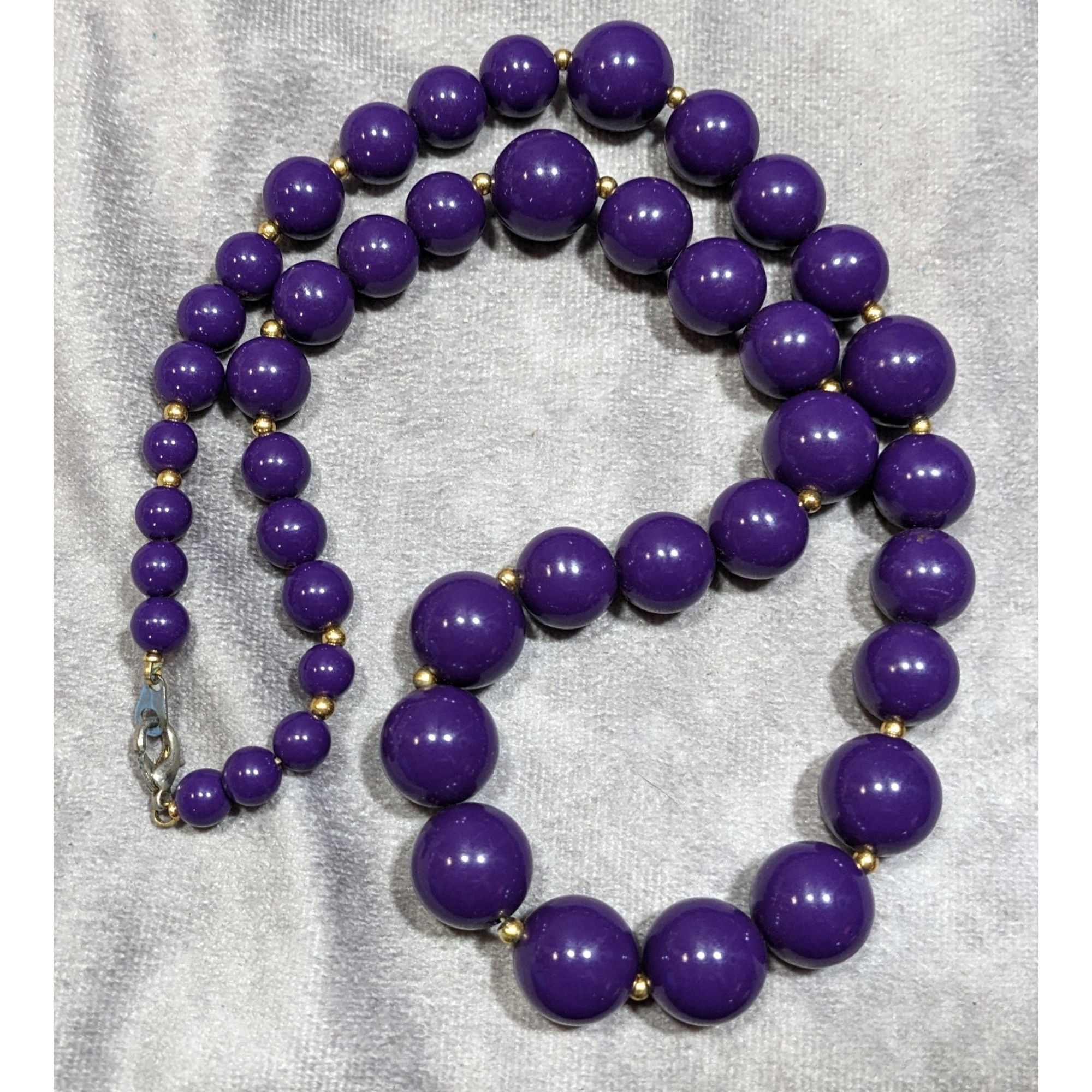 Other Retro Purple Graduated Bead Necklace With Gold Tone Accents Size ONE SIZE - 6 Thumbnail