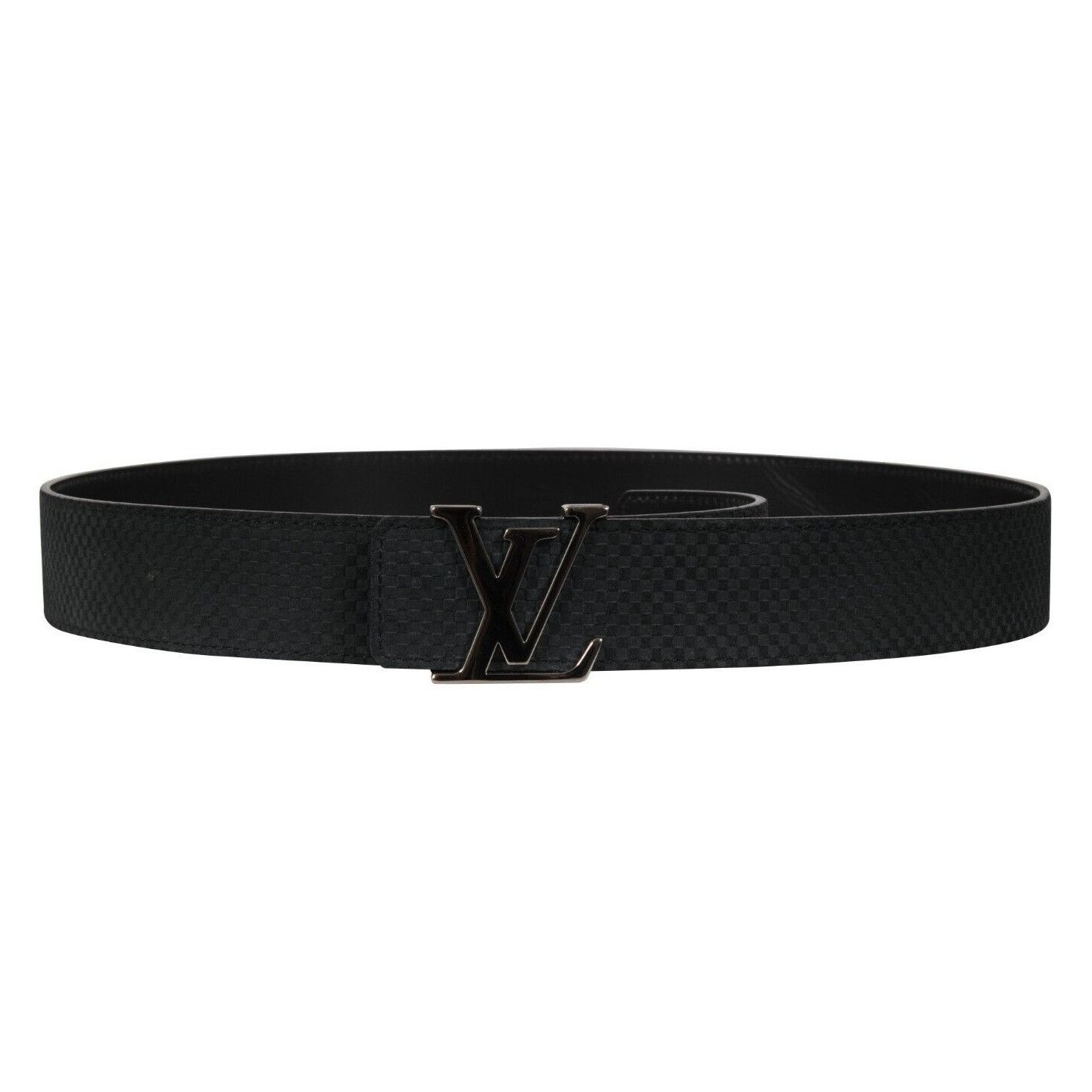 Louis Vuitton Mini Damier 40mm LV Initials Belt Blue Suede Size 40 - 16 Thumbnail
