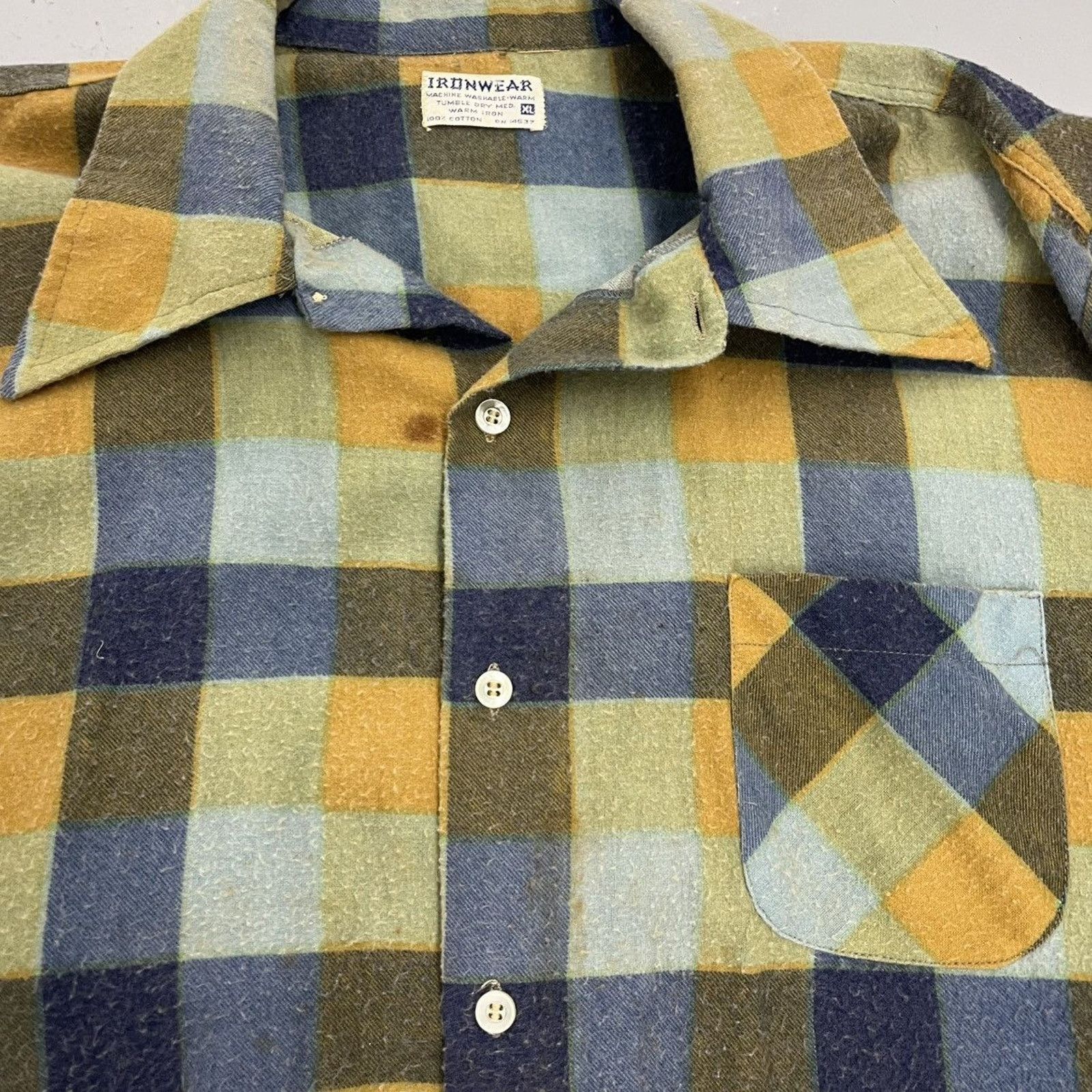 Other Vintage 70s Ironwear Blue/Yellow Check Cotton Flannel Size US XL / EU 56 / 4 - 3 Thumbnail
