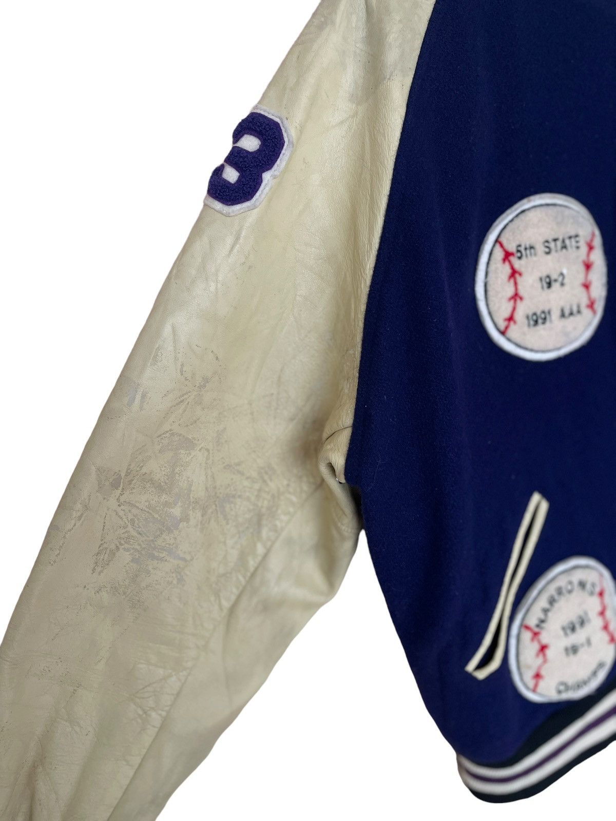 Vintage Vintage Baseball Team Narrow Champ Wool Leather Jacket 1990s Size US L / EU 52-54 / 3 - 5 Thumbnail