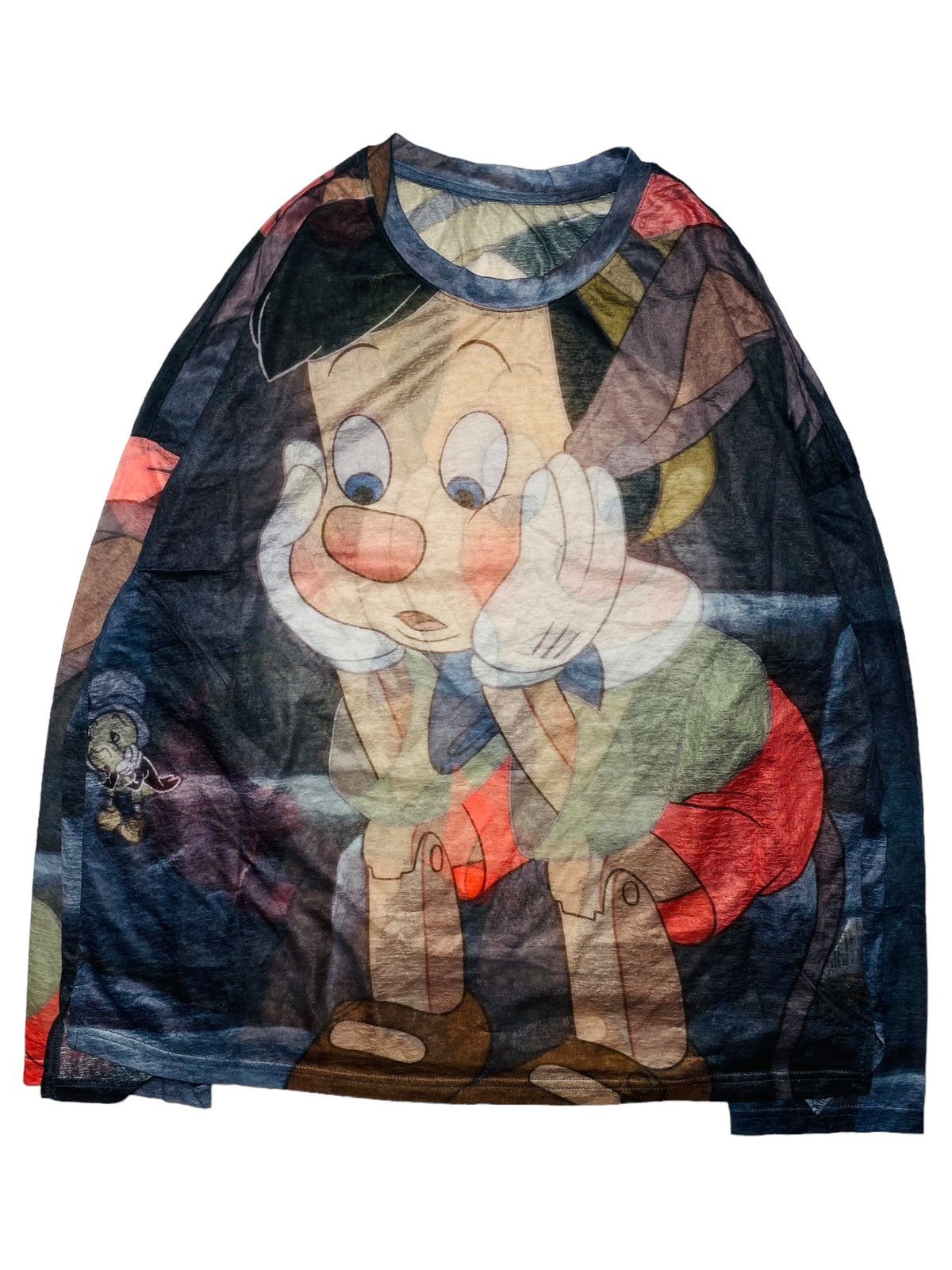 Japanese Brand 2000s Pinocchio - Big Graphic Mesh Top LS Size US M / EU 48-50 / 2 - 3 Thumbnail
