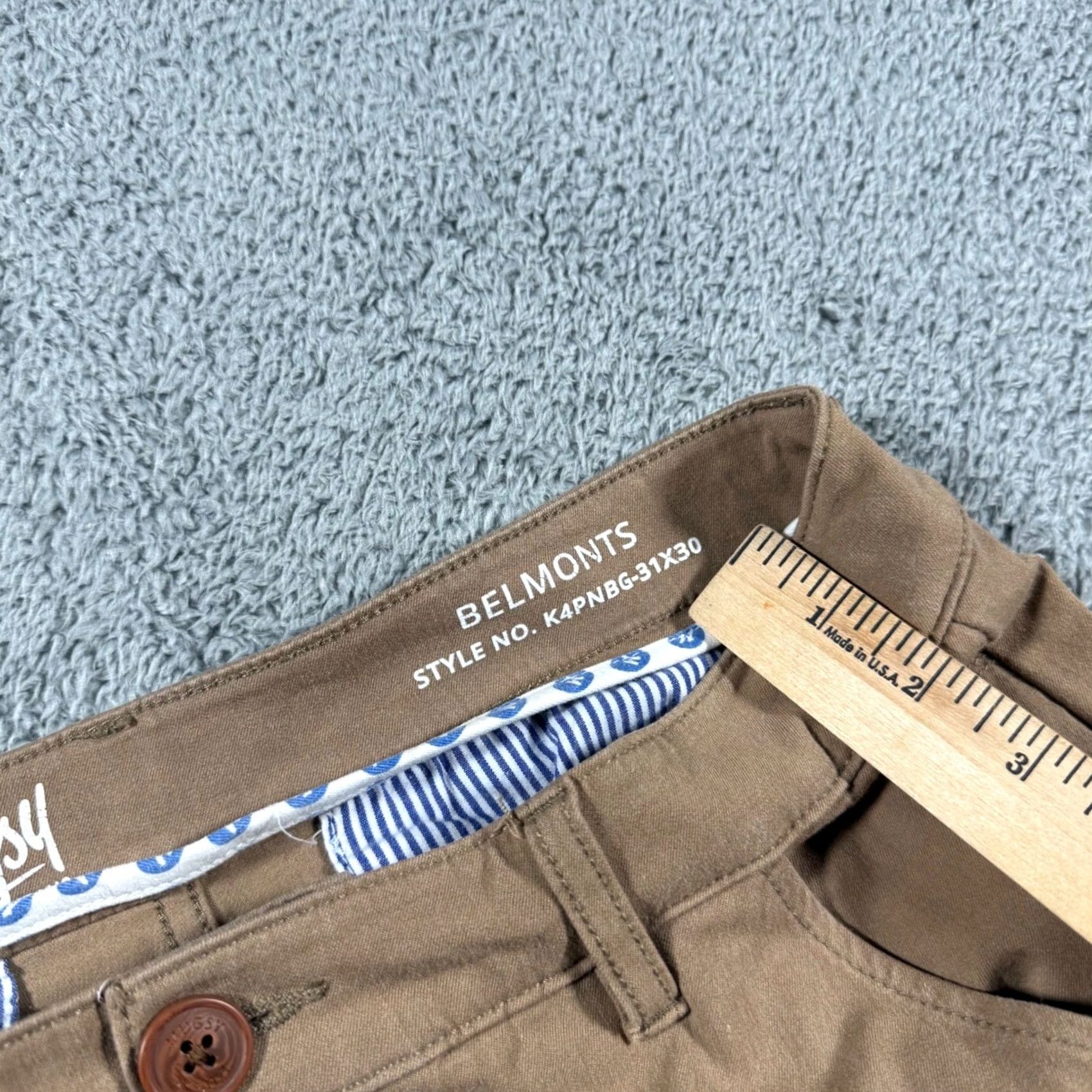 Vintage Mugsy Belmonts Chinos Pants Men 31x30 (31x28) Comfort Stretch Brown Size US 31 - 3 Thumbnail