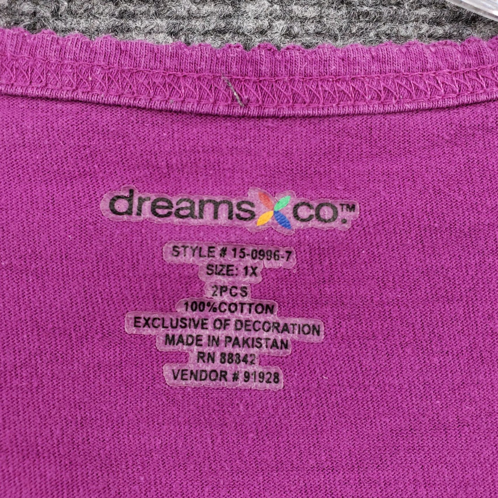 CO Dreams Co Pajama Top Womens 1X Purple Paisley Embroidered 3/4 Sleeve Knit Cotton Floral Shirt Womens Pajama Top (Dreams Co) Size XL / US 12-14 / IT 48-50 - 7 Thumbnail
