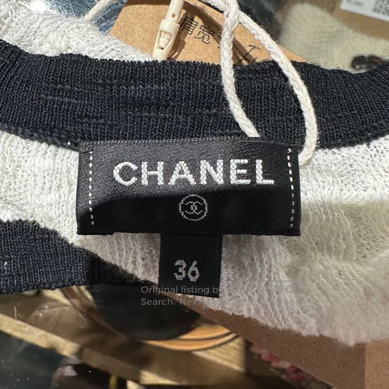 Chanel Chanel Black and white color-matched hanging neck strap Size XS / US 0-2 / IT 36-38 - 3 Thumbnail