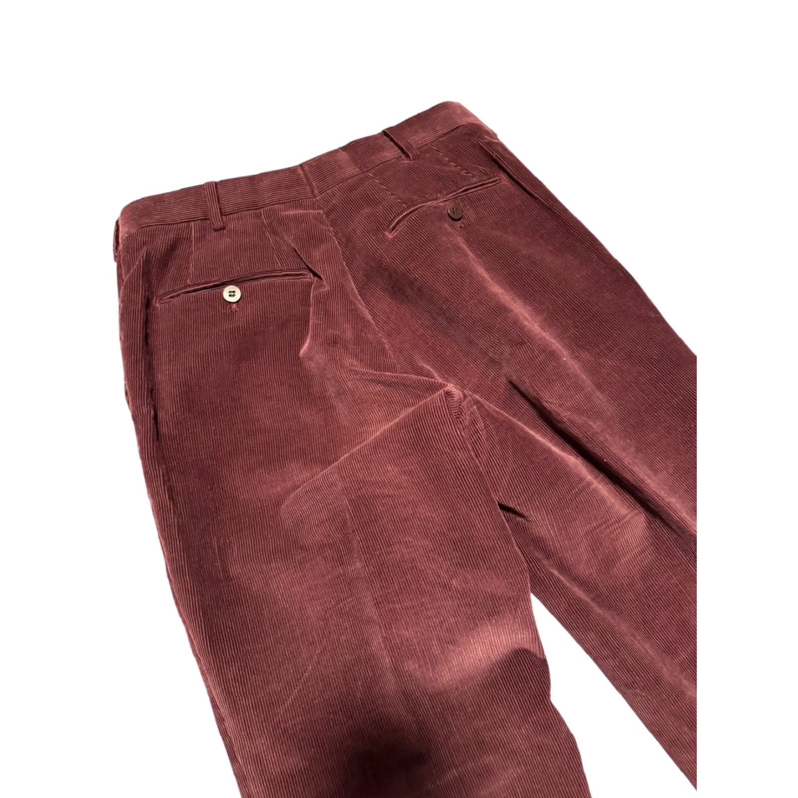 Isaia ISAIA Napoli Corduroy Pants Flat Front Dress Trouser Italy 48 9R (US 32) Red Slim 5-Pocket Design Dress Pants Men Size US 32 / EU 48 - 7 Thumbnail