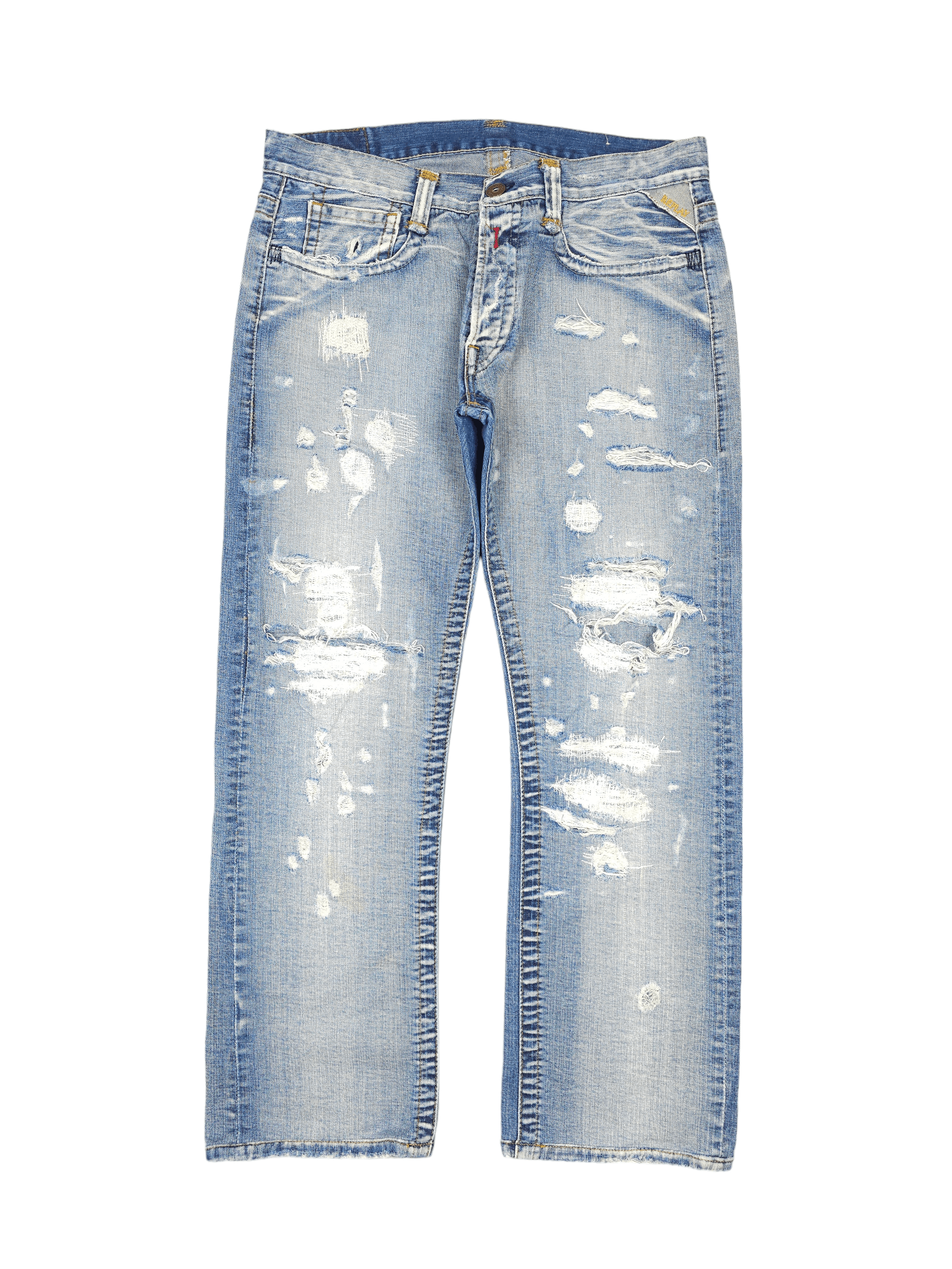 Japanese Brand × Vintage 💎 Size 34/30 Crazy Y2K Ripped Washed Distressed Denim Jeans Size US 34 / EU 50 - 1 Thumbnail
