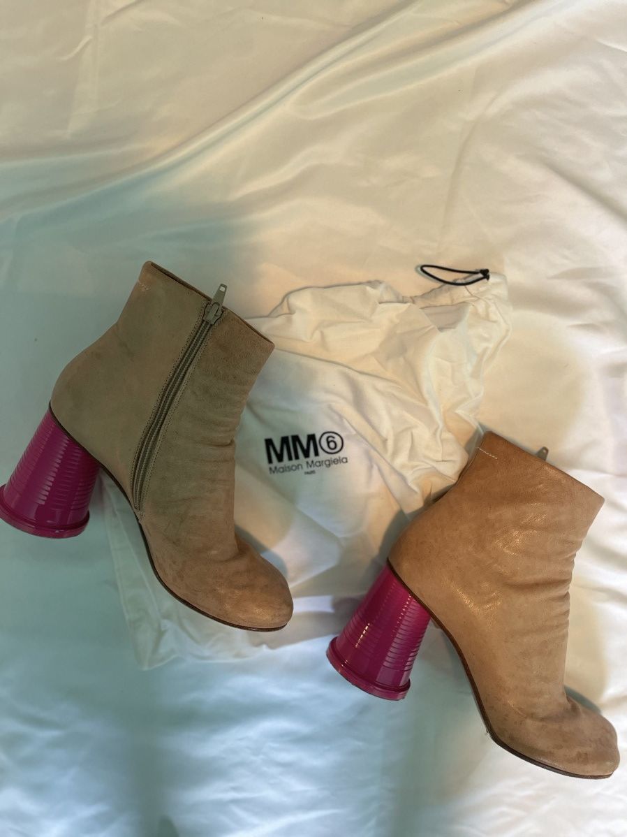 Maison Margiela MM6 MAISON MARGIELA | LEATHER PINK CUP BOOTIES Size US 8 / IT 38 - 11 Thumbnail